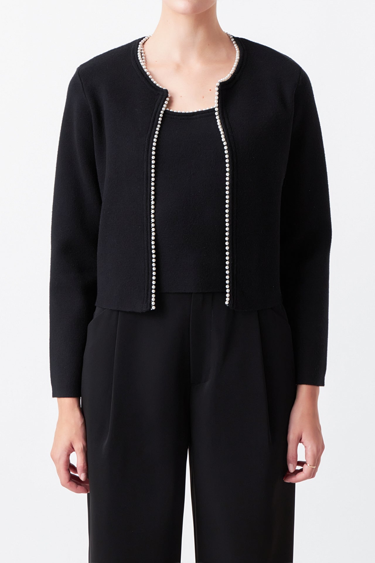 Pearl Trim Knit Cardigan