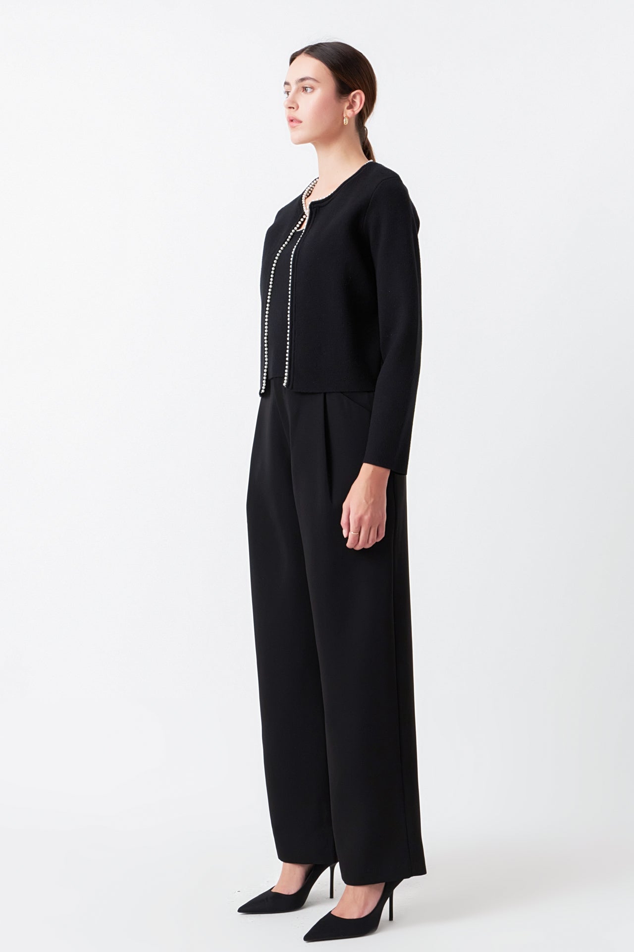ENDLESS ROSE - Pearl Trim Knit Cardigan - JACKETS available at Objectrare