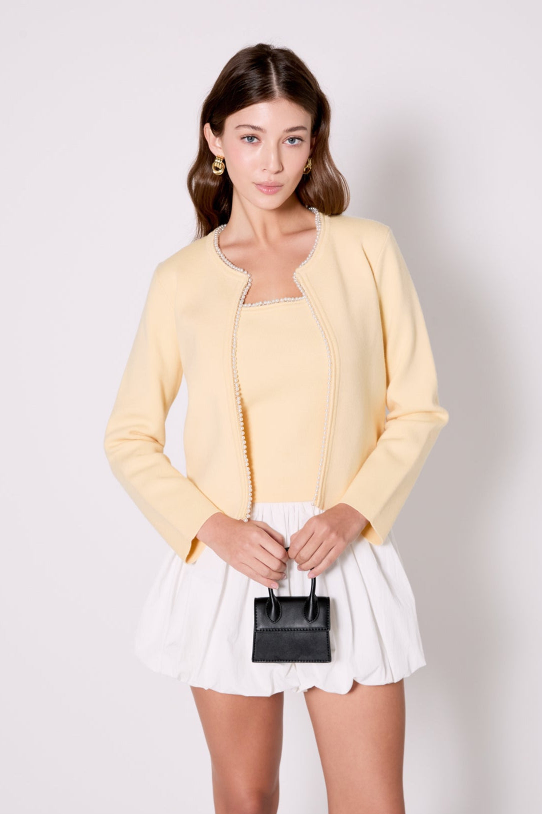 ENDLESS ROSE - Pearl Trim Knit Cardigan - JACKETS available at Objectrare