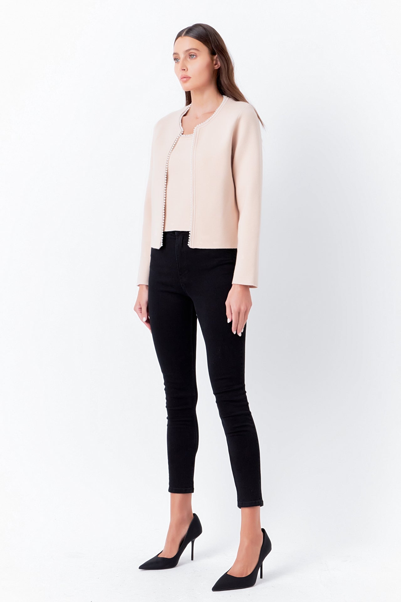 Pearl Trim Knit Cardigan