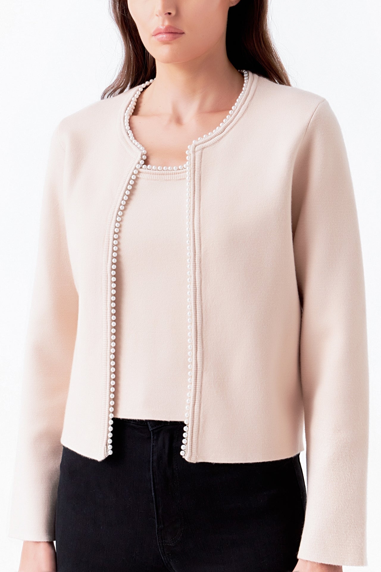 Pearl Trim Knit Cardigan
