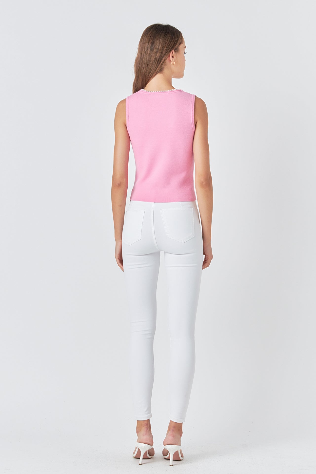 Pearl Trim Knit Tank Top