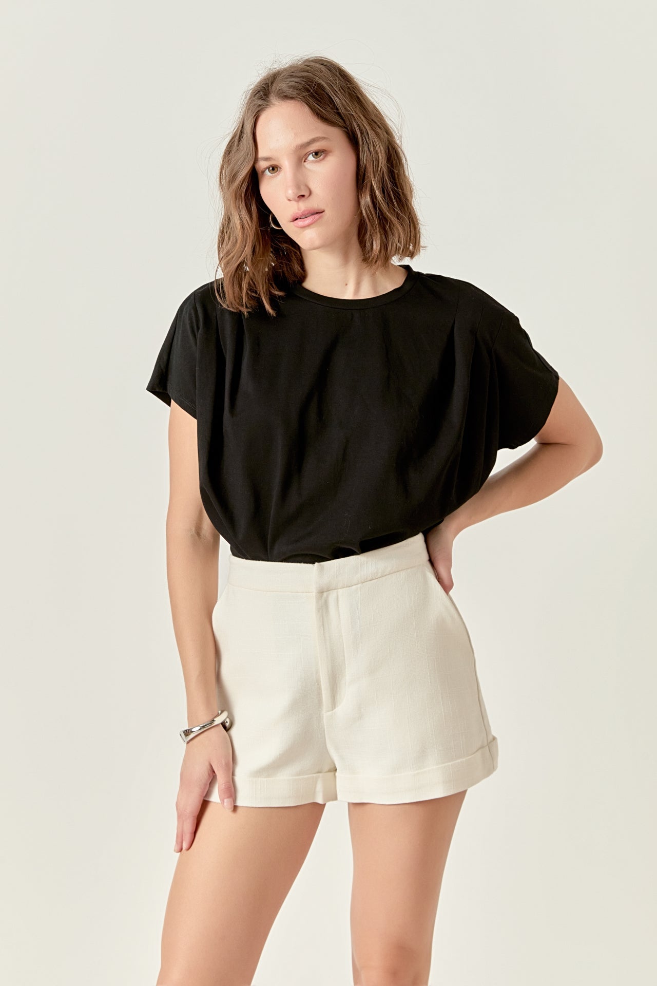ENGLISH FACTORY - Pleated Short Sleeve T-Shirt - TOPS available at Objectrare