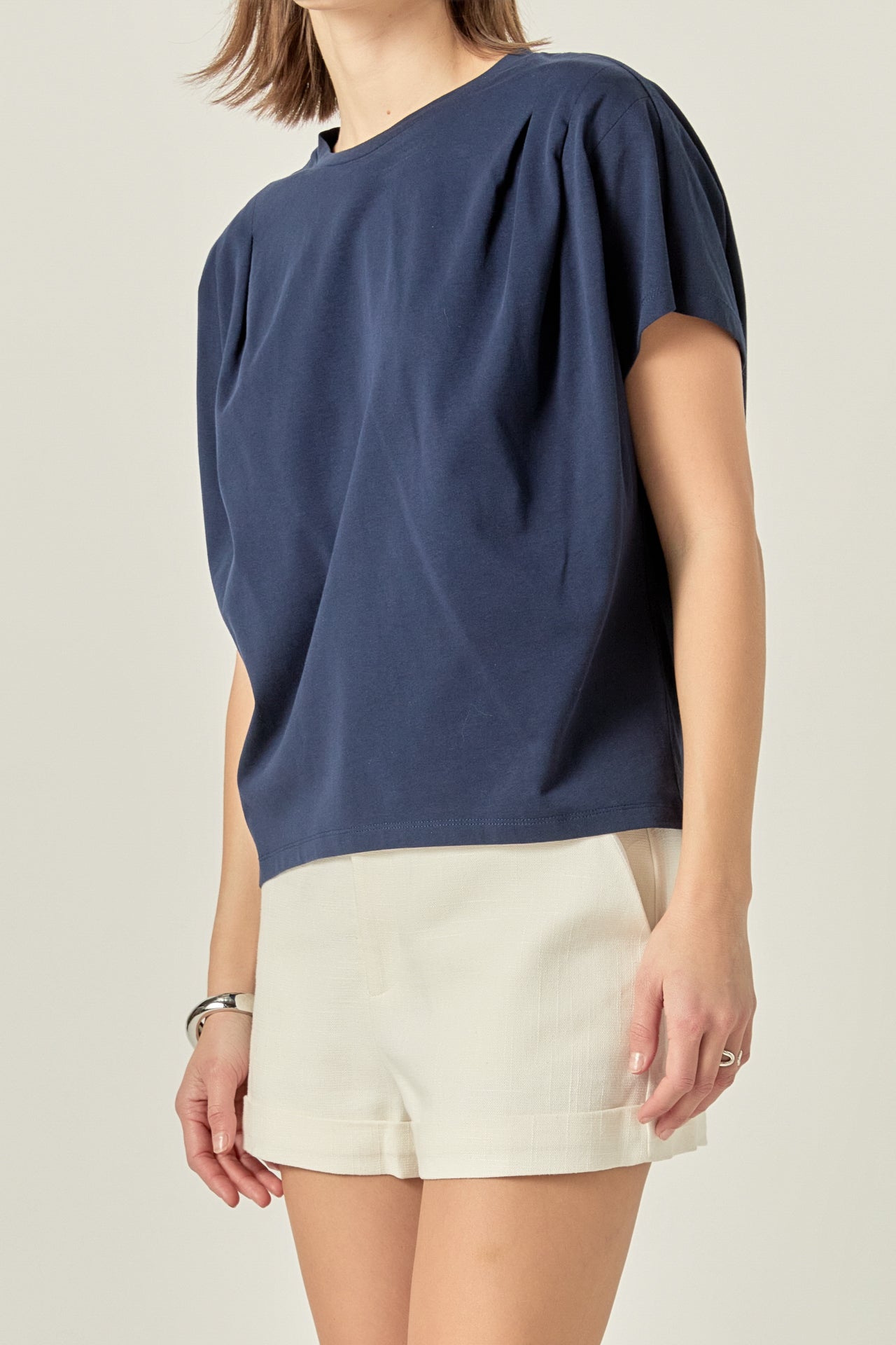 ENGLISH FACTORY - Pleated Short Sleeve T-Shirt - TOPS available at Objectrare