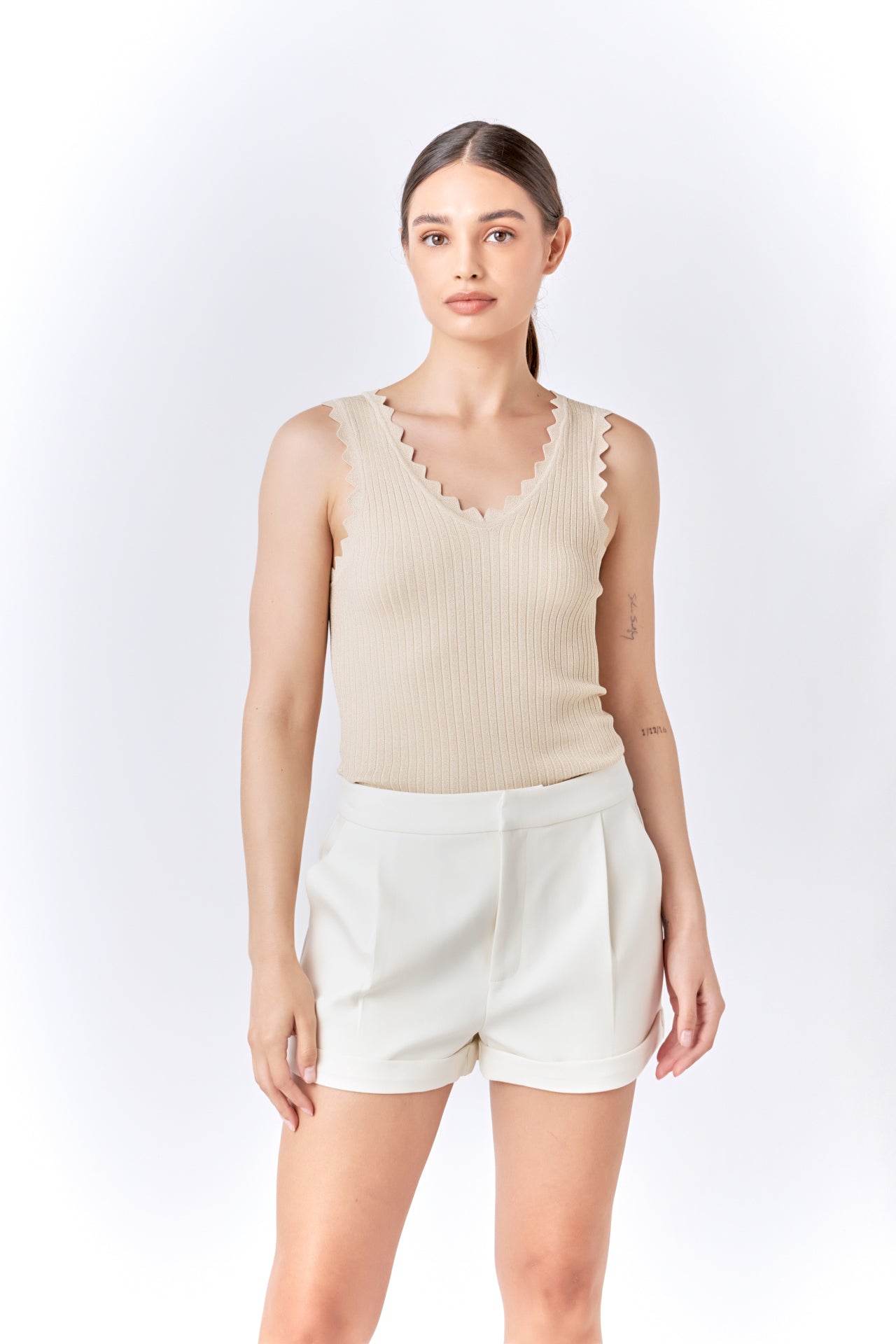 ENDLESS ROSE - Scallop Detail Sleeveless Top - TOPS available at Objectrare