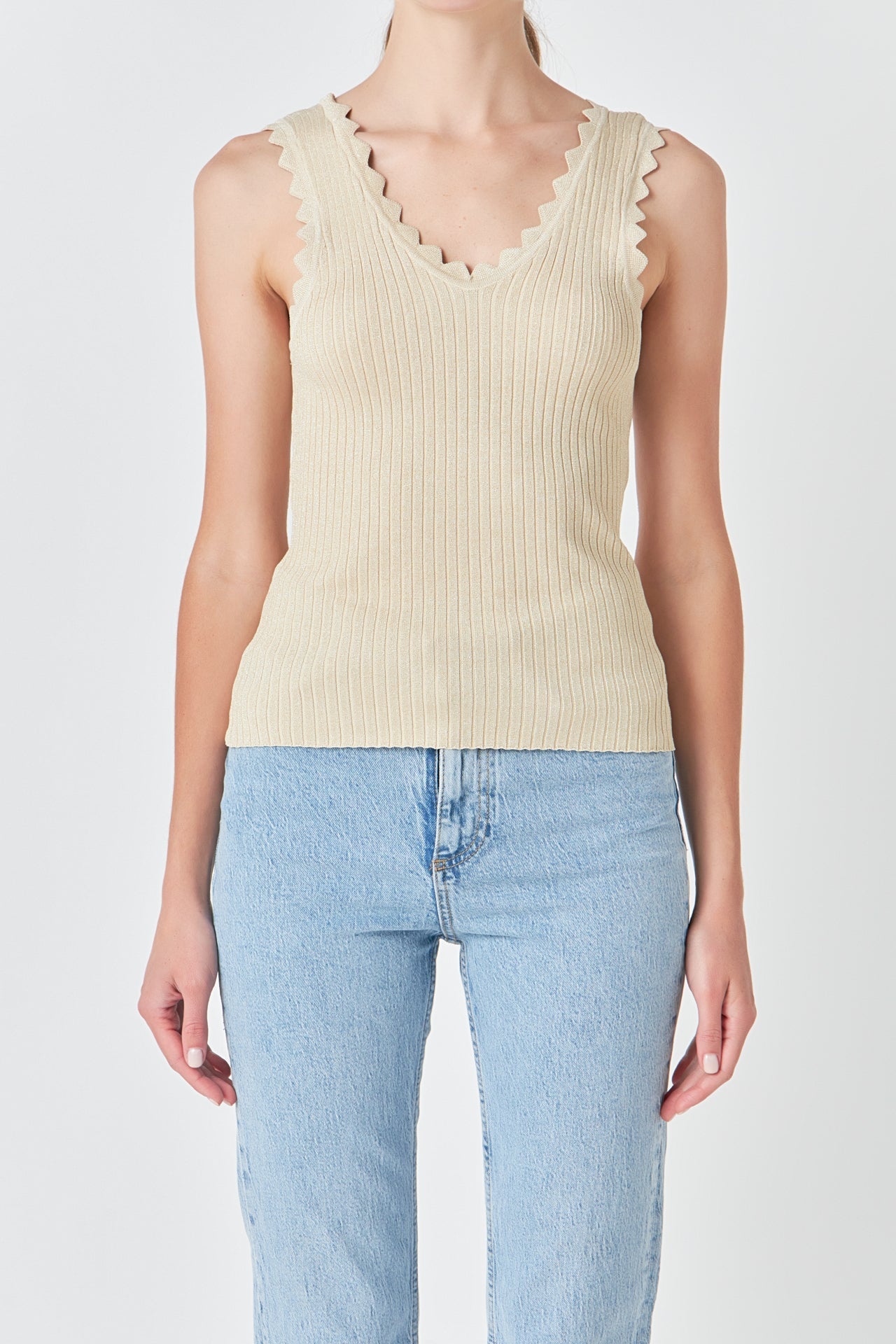ENDLESS ROSE - Scallop Detail Sleeveless Top - TOPS available at Objectrare