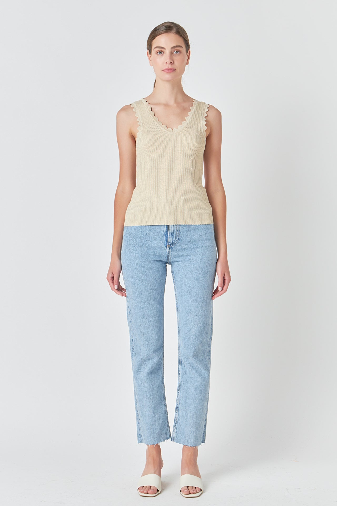 ENDLESS ROSE - Scallop Detail Sleeveless Top - TOPS available at Objectrare