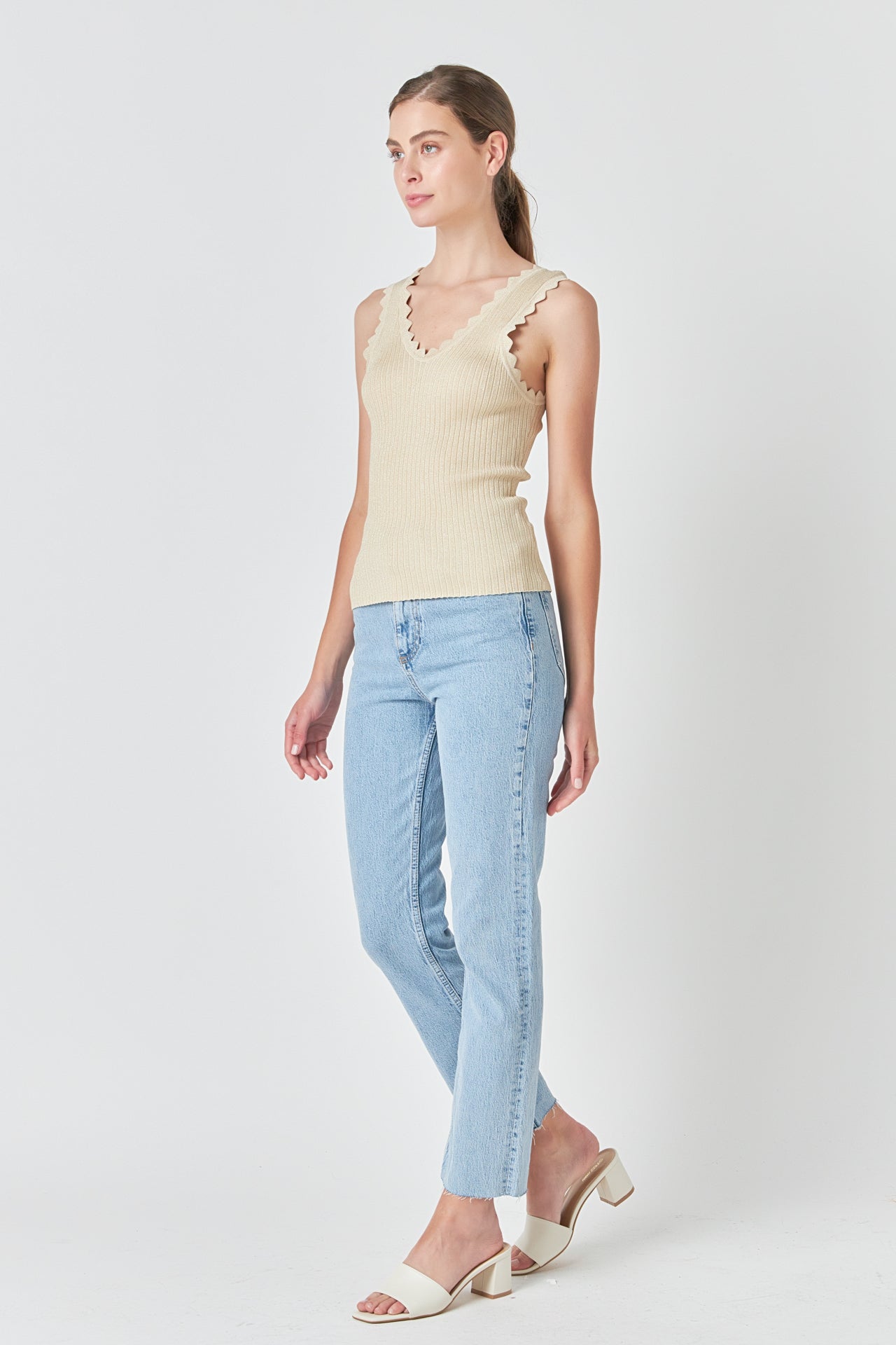 ENDLESS ROSE - Scallop Detail Sleeveless Top - TOPS available at Objectrare