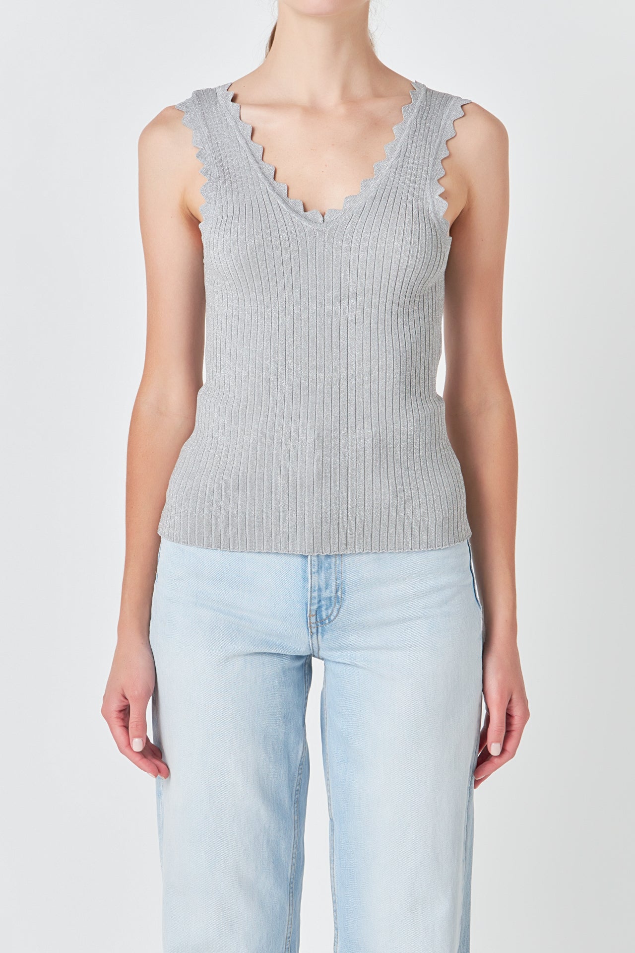 ENDLESS ROSE - Scallop Detail Sleeveless Top - TOPS available at Objectrare
