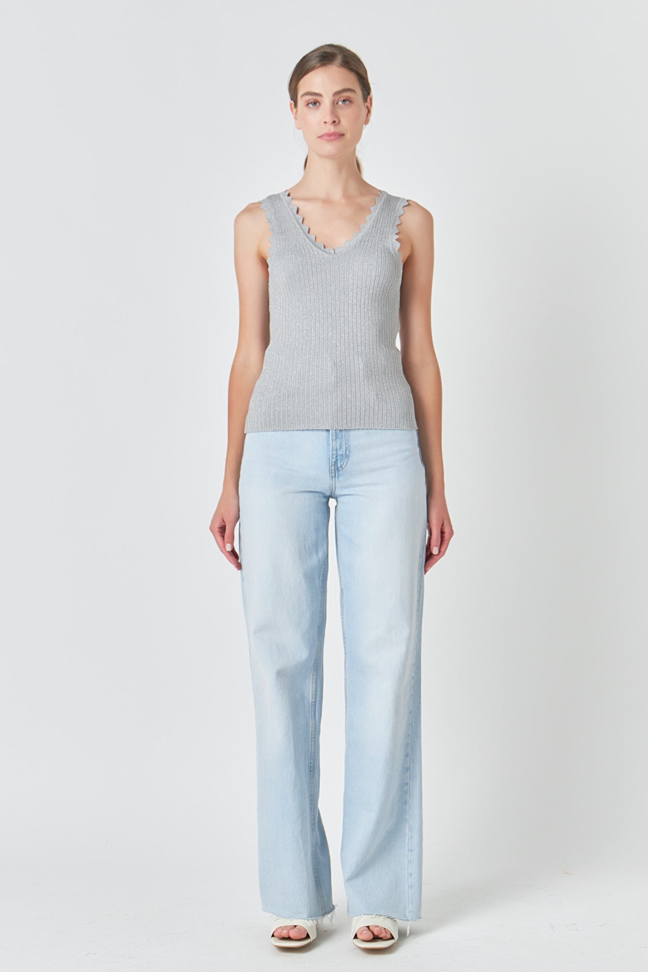 ENDLESS ROSE - Scallop Detail Sleeveless Top - TOPS available at Objectrare