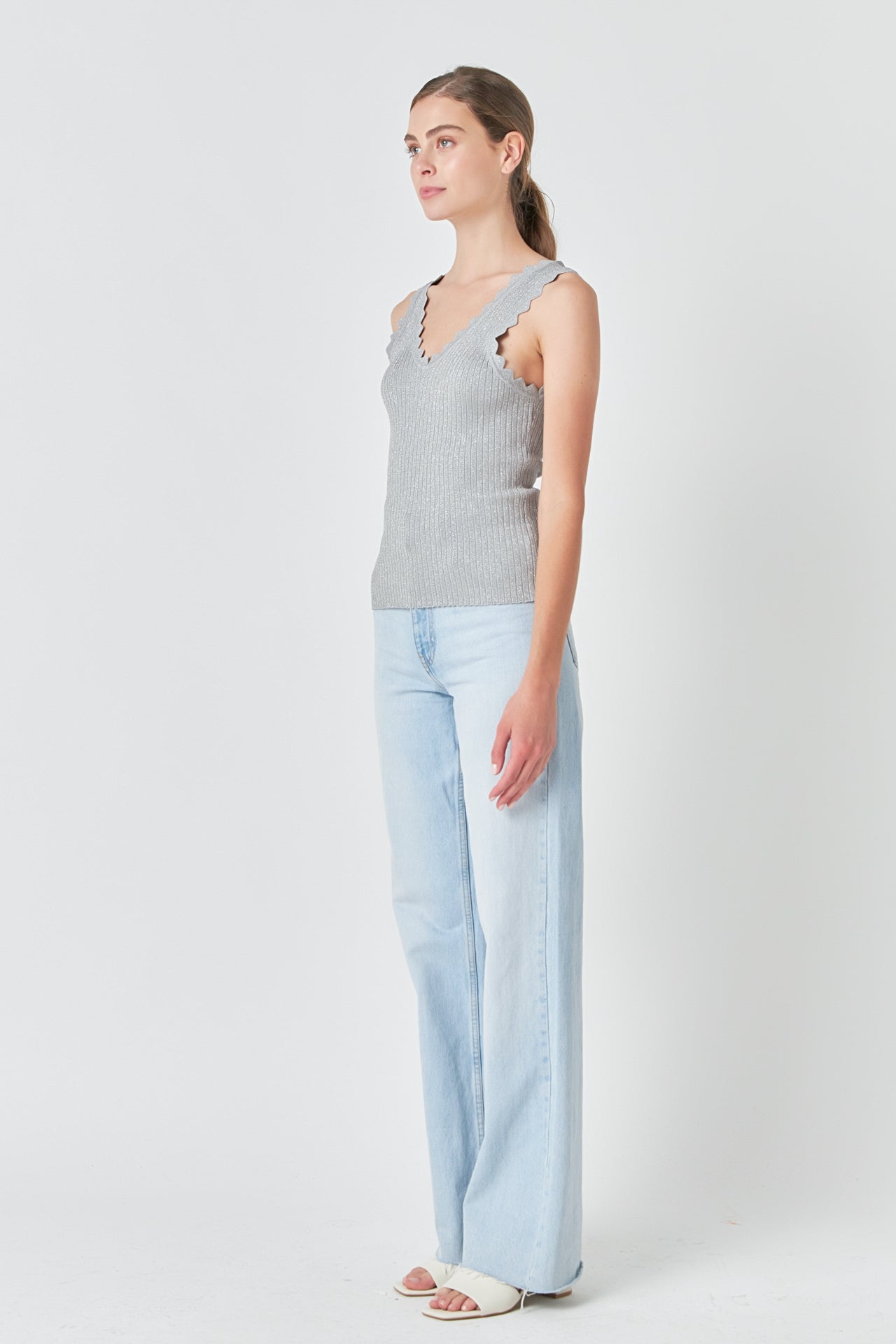 ENDLESS ROSE - Scallop Detail Sleeveless Top - TOPS available at Objectrare
