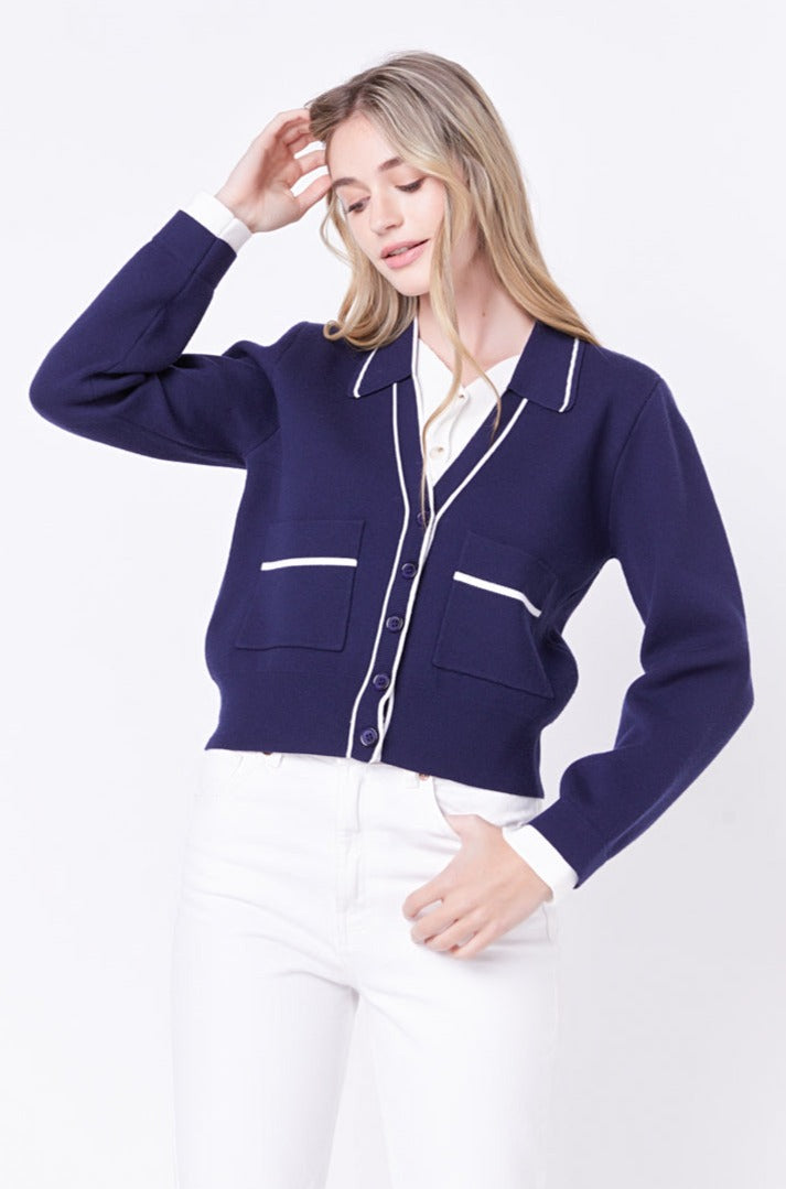 ENGLISH FACTORY - Contrast Varsity Cardigan - CARDIGANS available at Objectrare