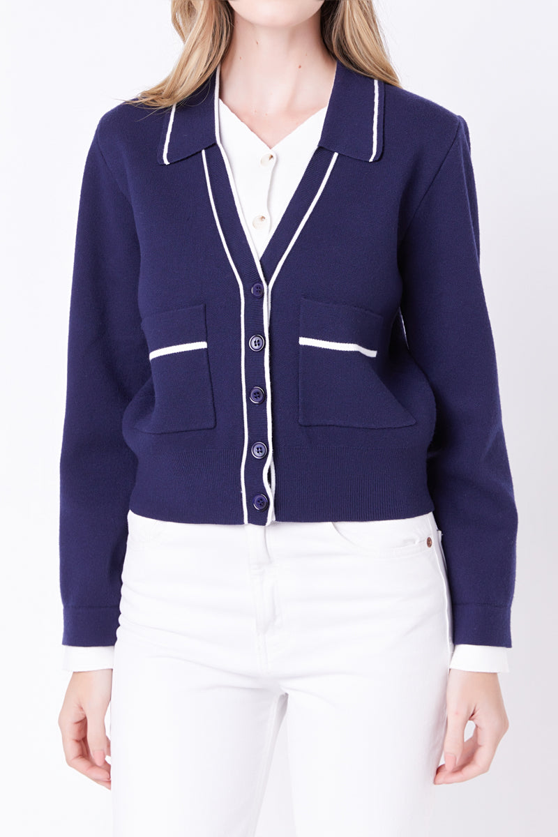 ENGLISH FACTORY - Contrast Varsity Cardigan - CARDIGANS available at Objectrare