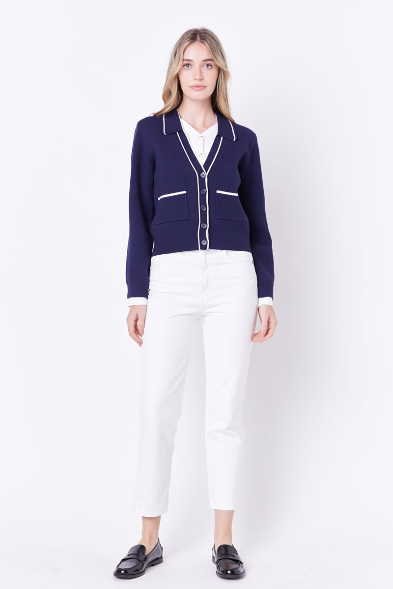 ENGLISH FACTORY - Contrast Varsity Cardigan - CARDIGANS available at Objectrare