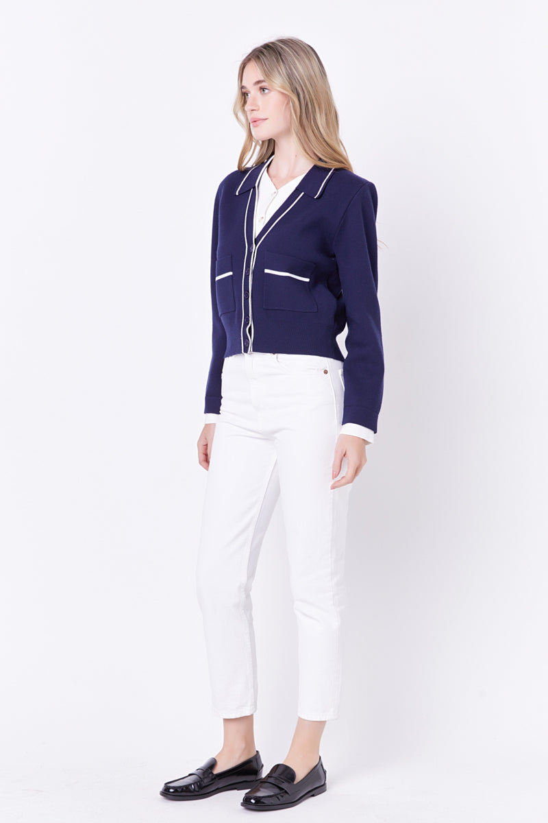ENGLISH FACTORY - Contrast Varsity Cardigan - CARDIGANS available at Objectrare