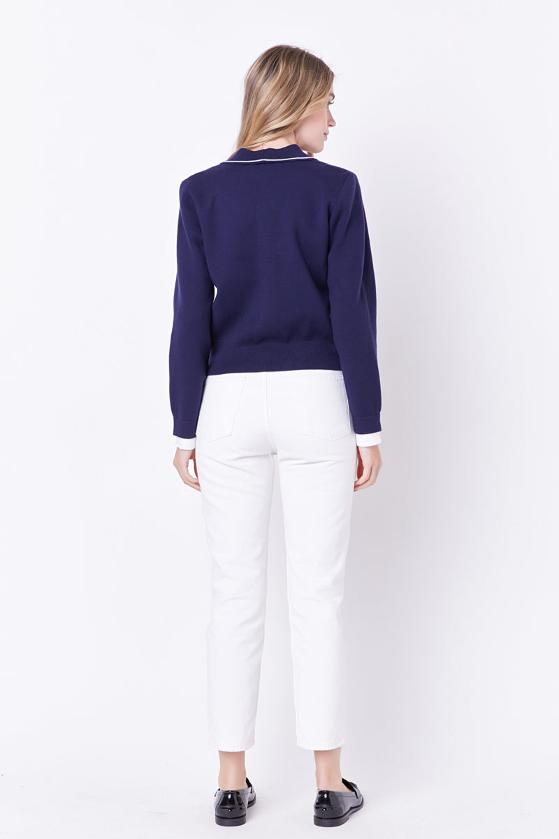 ENGLISH FACTORY - Contrast Varsity Cardigan - CARDIGANS available at Objectrare