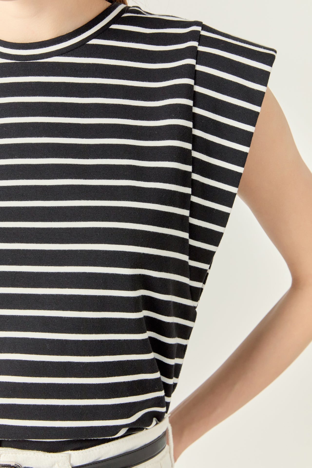 ENGLISH FACTORY - Striped Sleeveless T-shirt - TOPS available at Objectrare