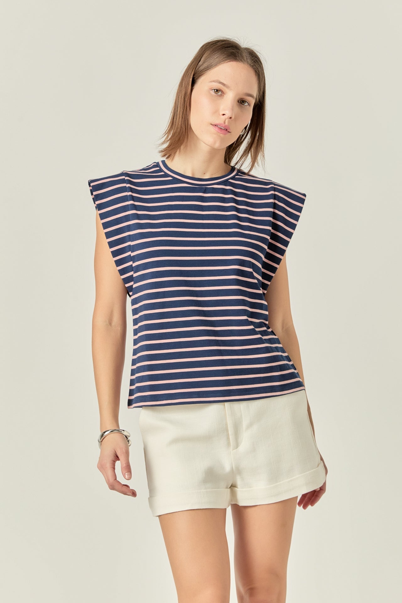ENGLISH FACTORY - Striped Sleeveless T-shirt - TOPS available at Objectrare