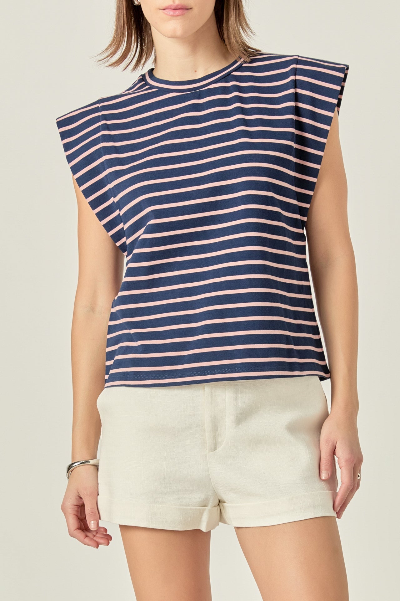 ENGLISH FACTORY - Stripe Sleeveless T-shirt - TOPS available at Objectrare