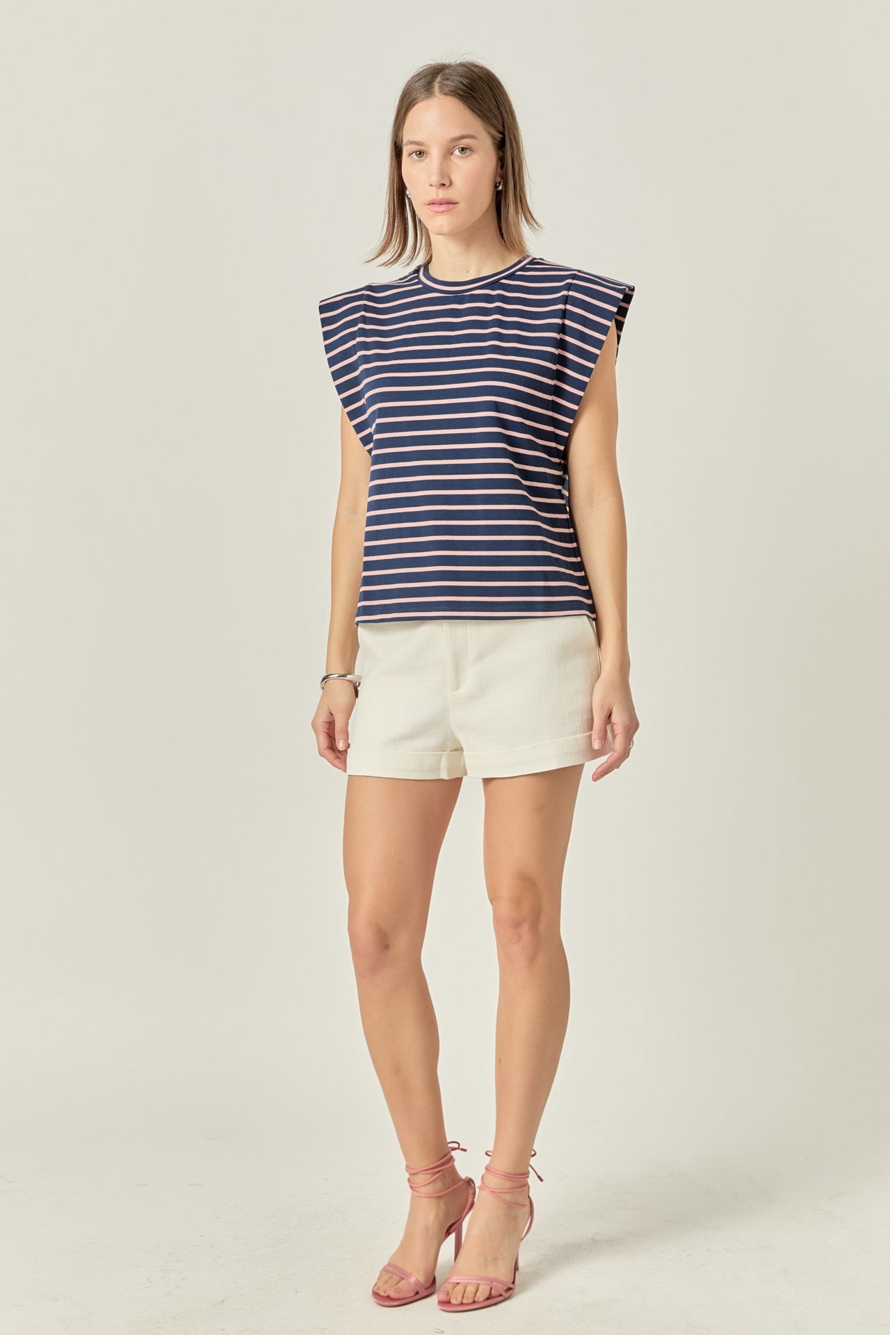 ENGLISH FACTORY - Stripe Sleeveless T-shirt - TOPS available at Objectrare
