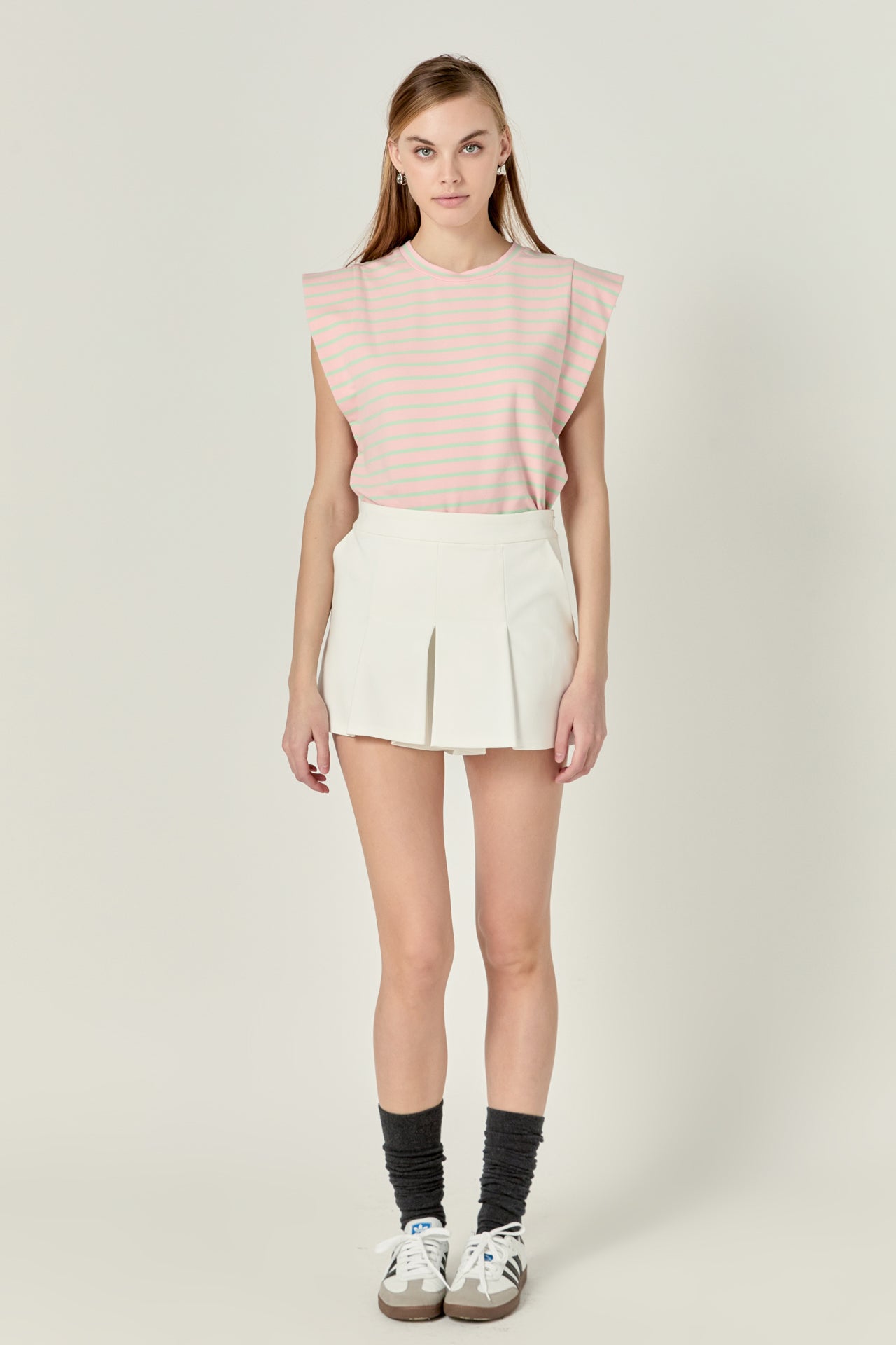 ENGLISH FACTORY - Striped Sleeveless T-shirt - TOPS available at Objectrare