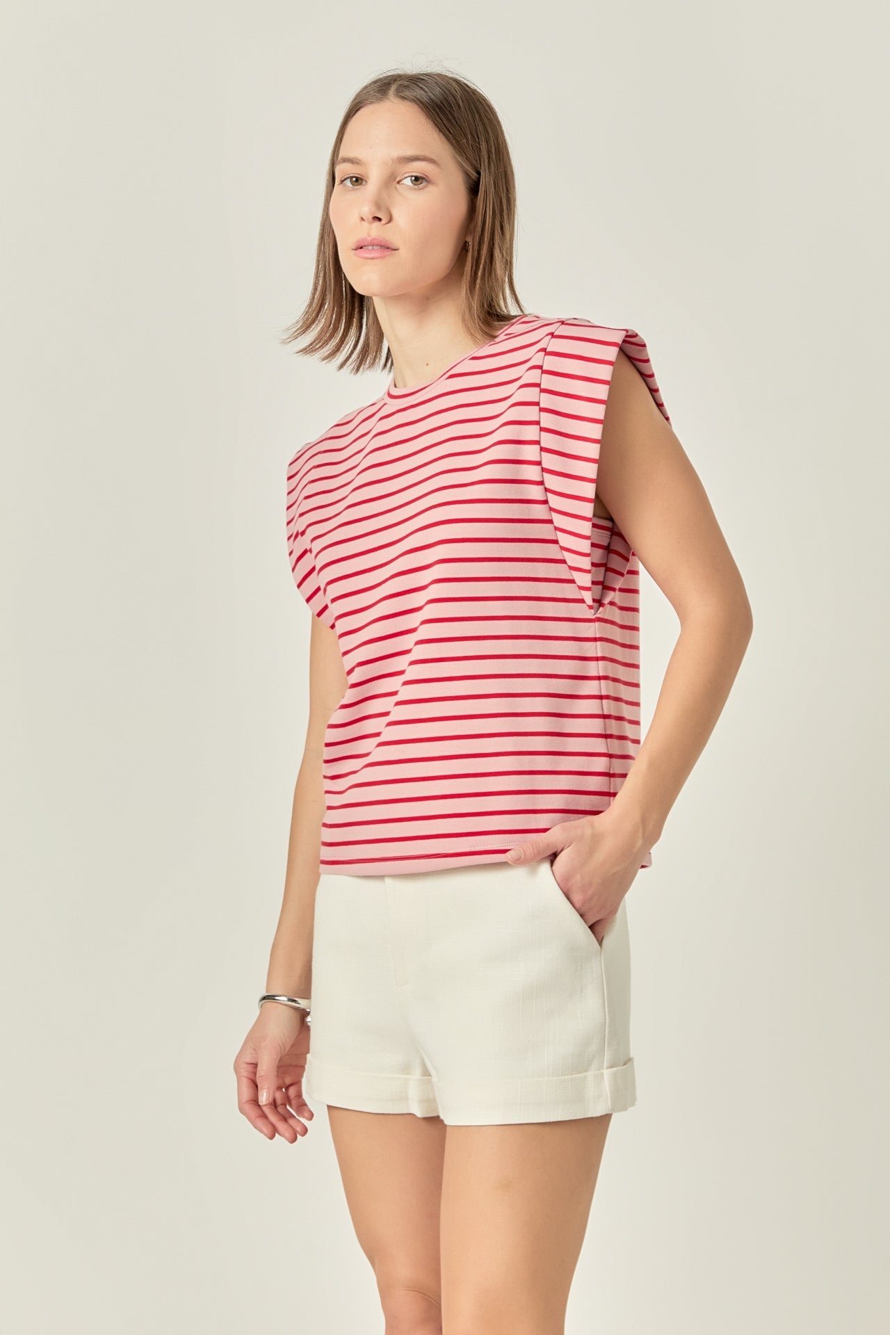 ENGLISH FACTORY - Stripe Sleeveless T-shirt - TOPS available at Objectrare