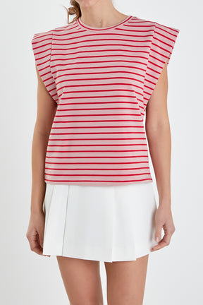 ENGLISH FACTORY - Stripe Sleeveless T-shirt - TOPS available at Objectrare