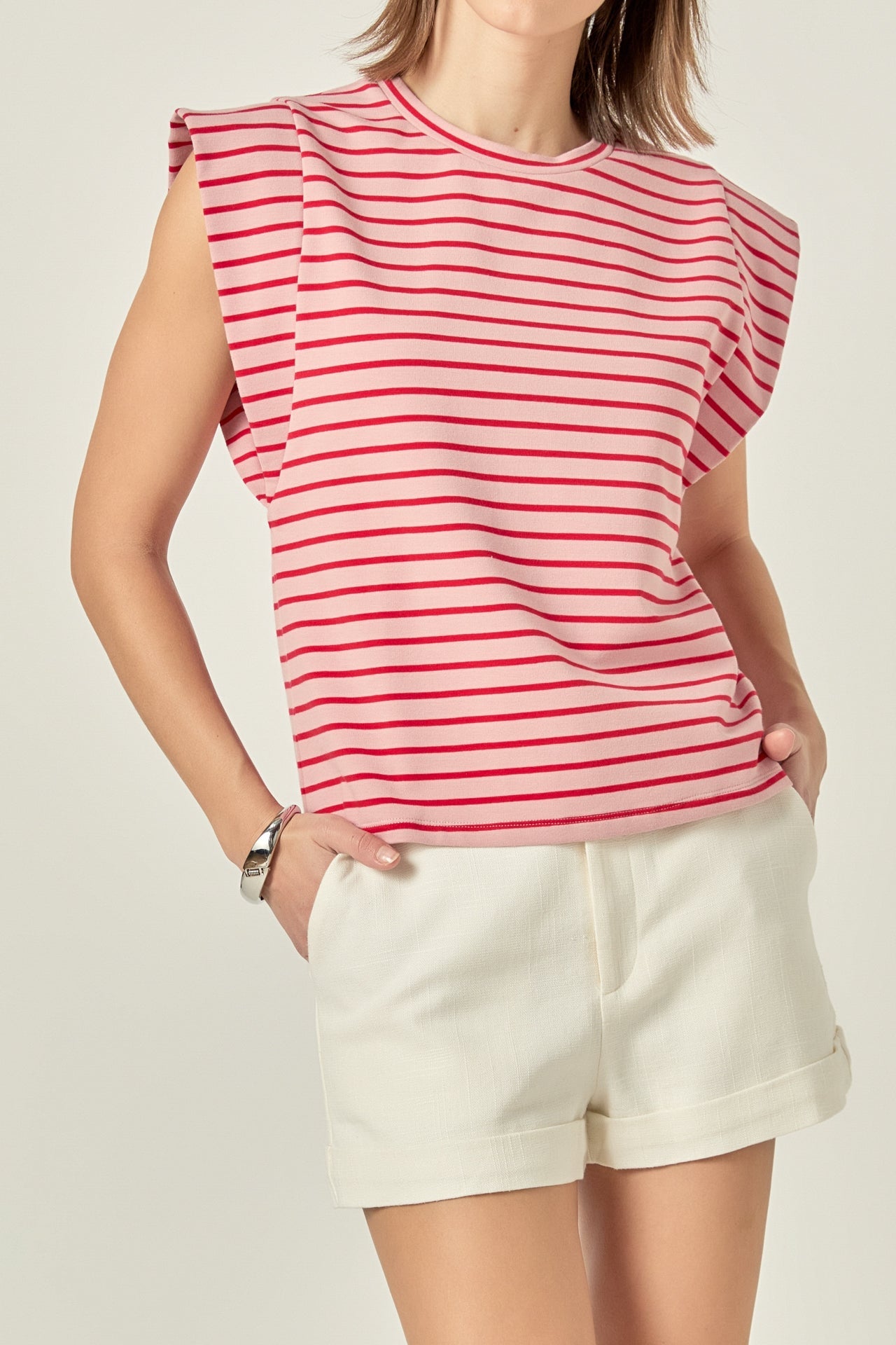 ENGLISH FACTORY - Stripe Sleeveless T-shirt - TOPS available at Objectrare