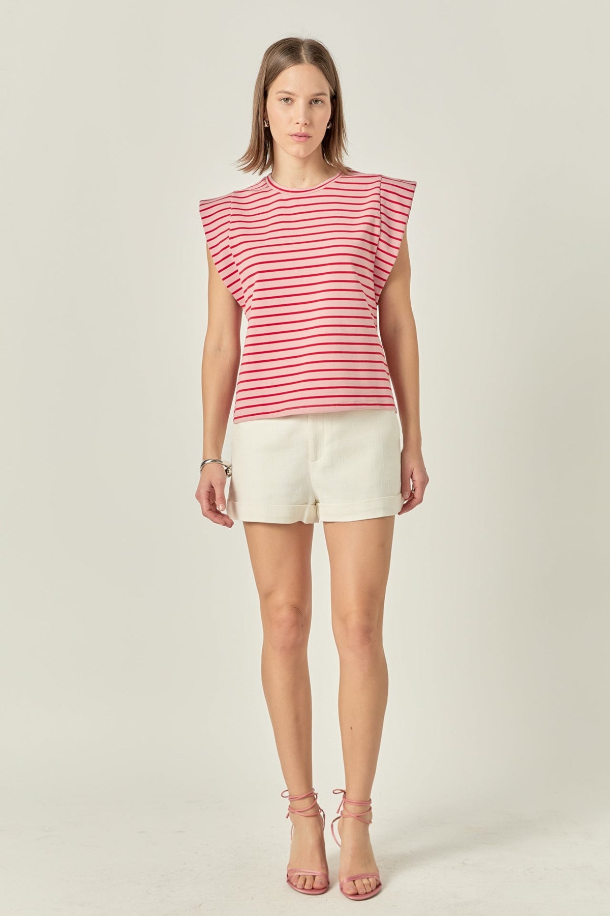 ENGLISH FACTORY - Striped Sleeveless T-shirt - TOPS available at Objectrare