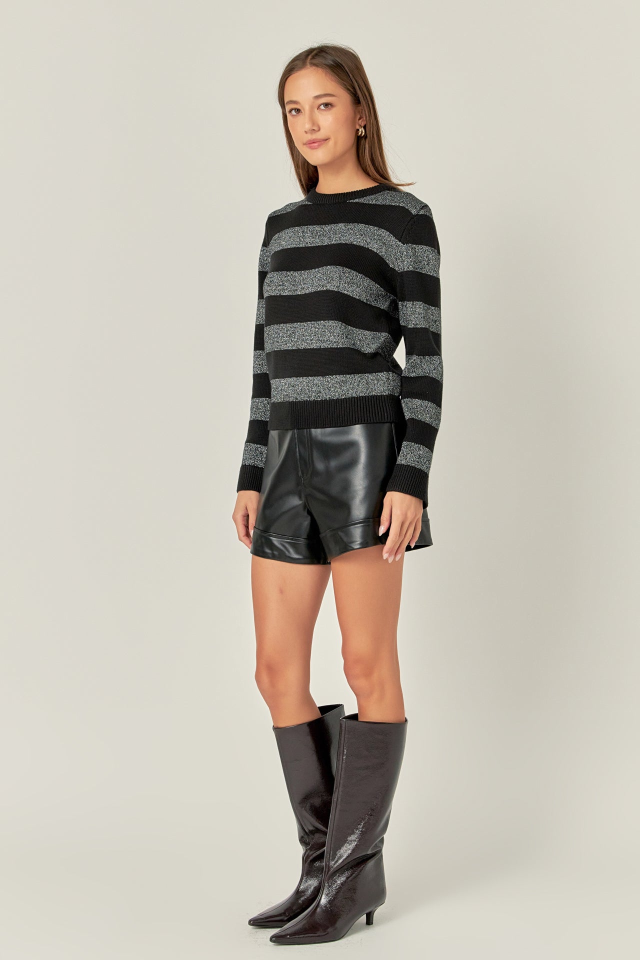 ENGLISH FACTORY - Mixed Lurex Stripe Knit Top - TOPS available at Objectrare
