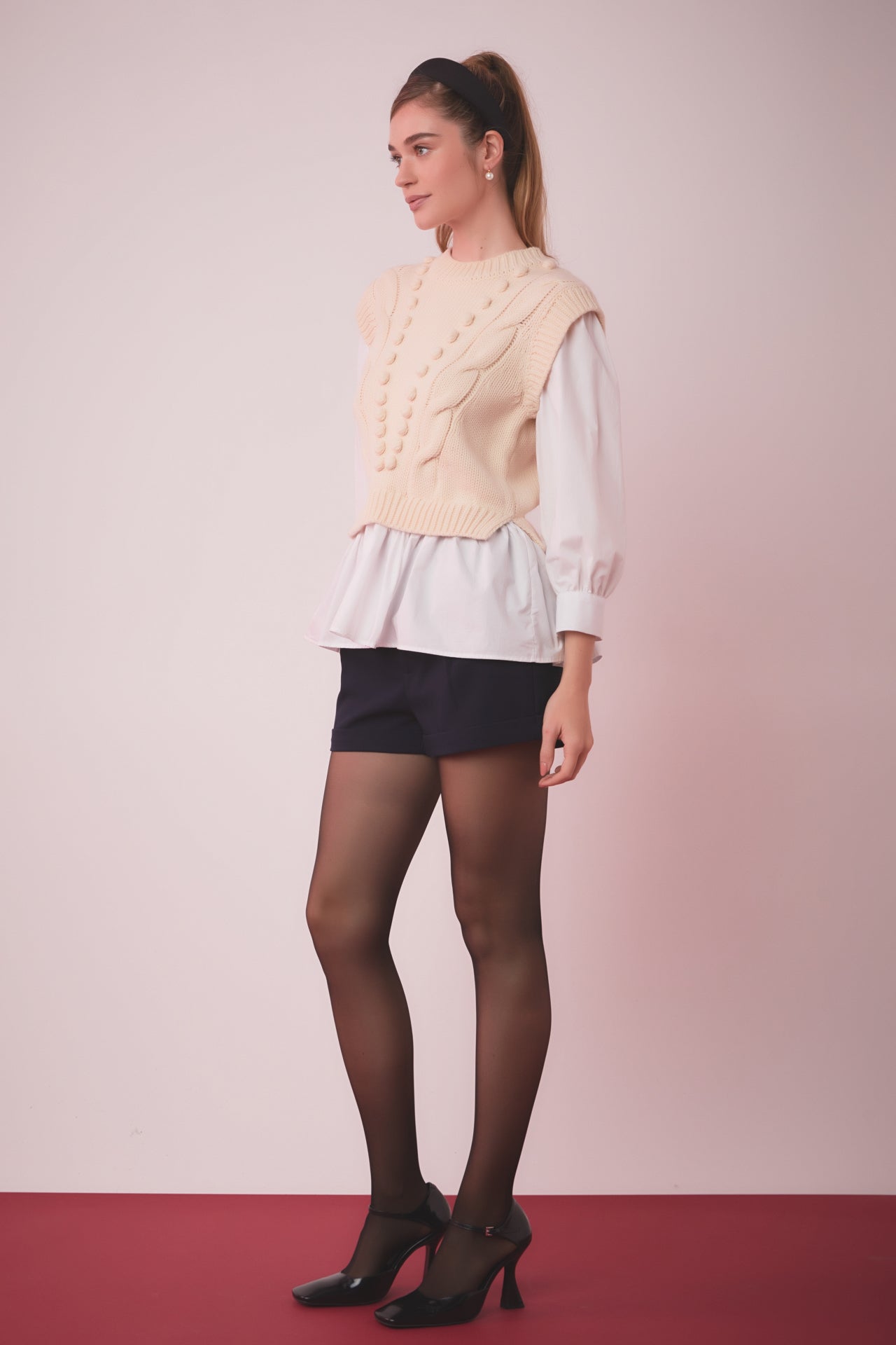 ENGLISH FACTORY - Mixed Media Cable Sweater - SWEATERS & KNITS available at Objectrare