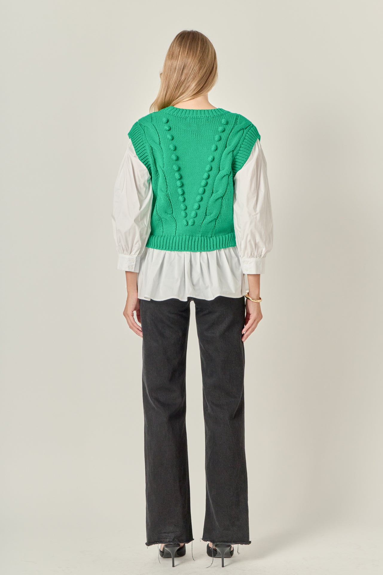 ENGLISH FACTORY - Mixed Media Cable Sweater - SWEATERS & KNITS available at Objectrare