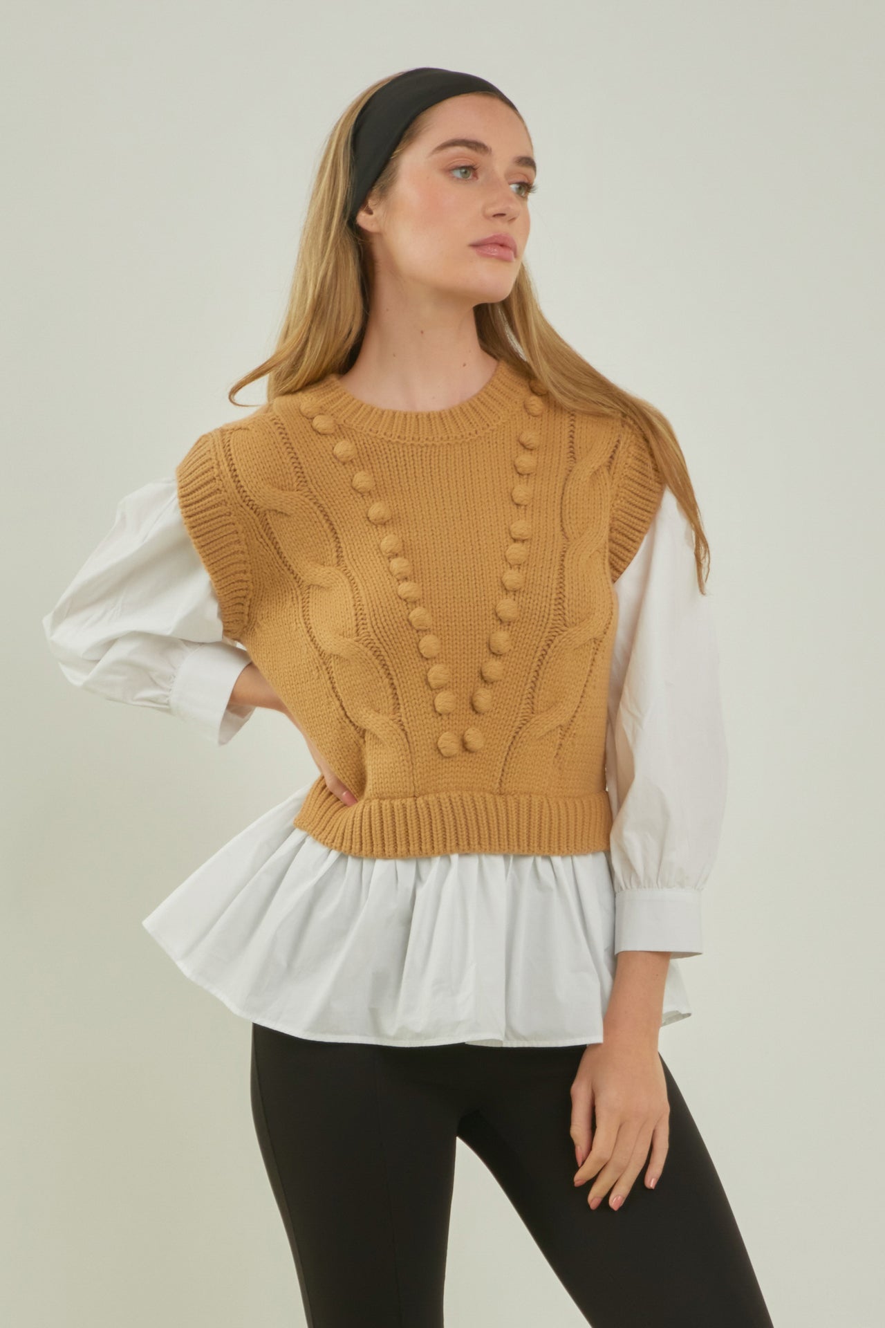 ENGLISH FACTORY - Mixed Media Cable Sweater - SWEATERS & KNITS available at Objectrare