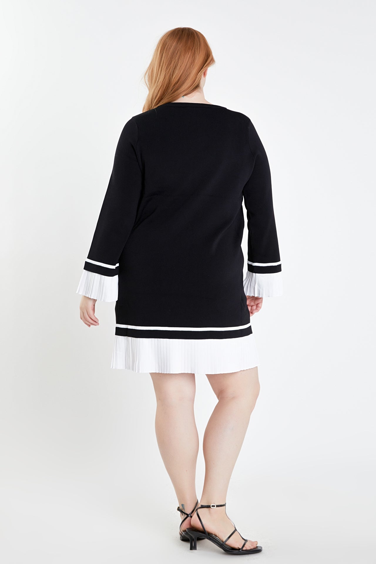 ENGLISH FACTORY - Mixed Media Pleated Mini Dress Plus Size - DRESSES available at Objectrare