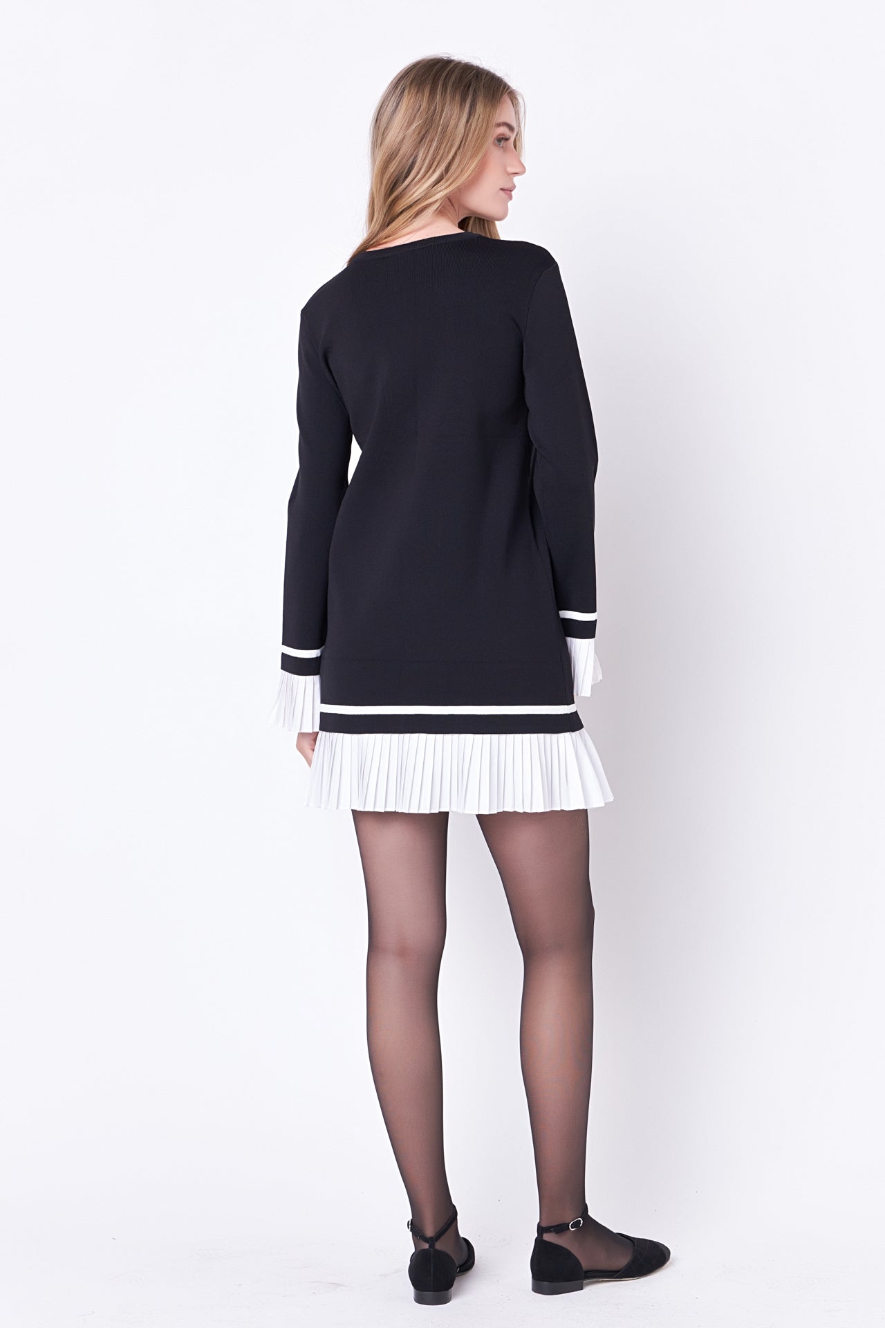 ENGLISH FACTORY - Mixed Media Pleated Mini Dress - DRESSES available at Objectrare
