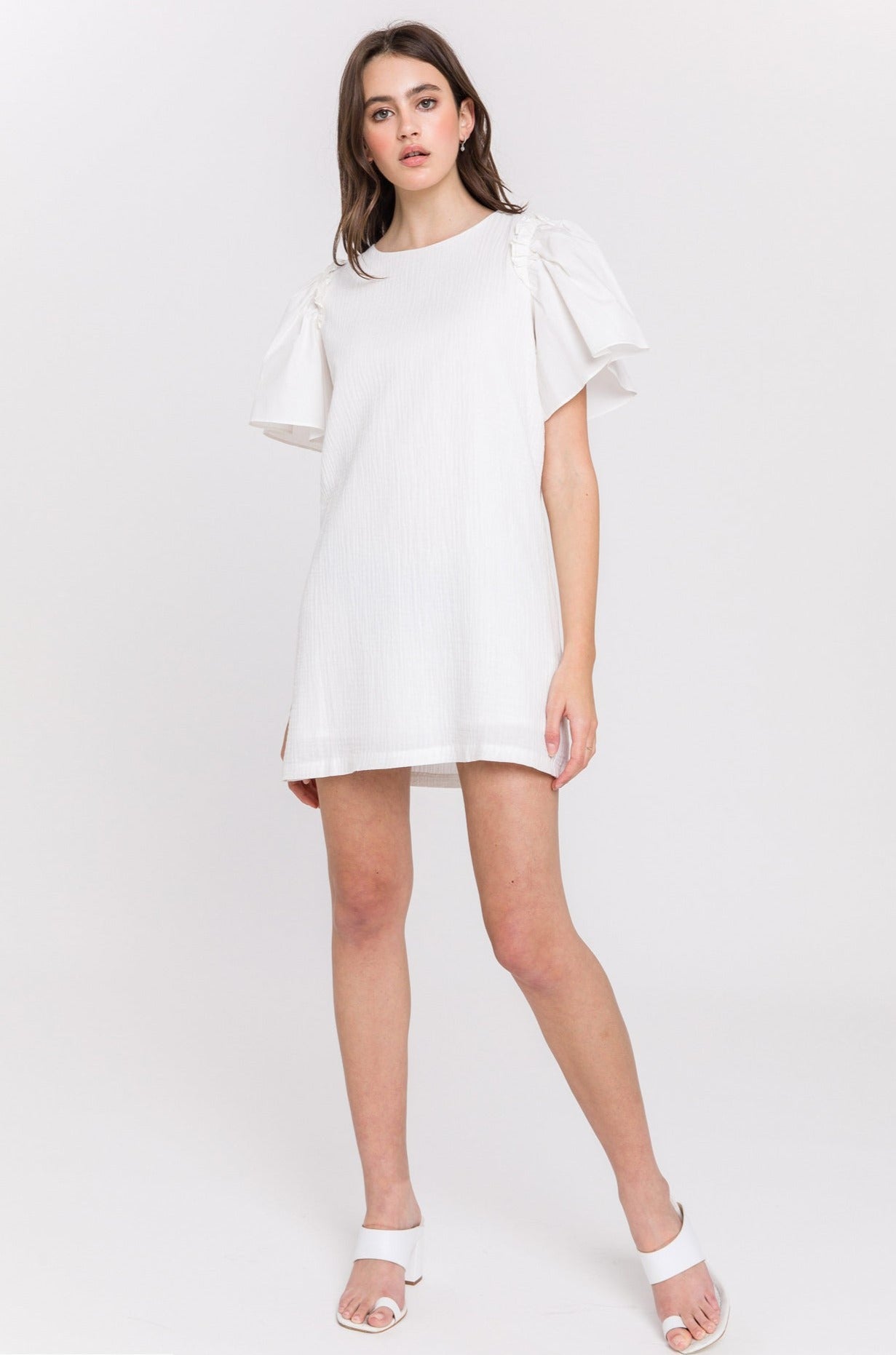 ENGLISH FACTORY - Woven Mixed Flare Sleeves Dress - DRESSES available at Objectrare