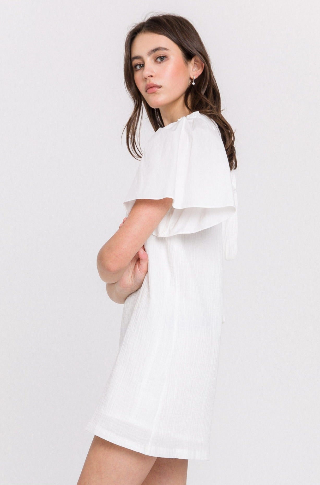 ENGLISH FACTORY - Woven Mixed Flare Sleeves Dress - DRESSES available at Objectrare