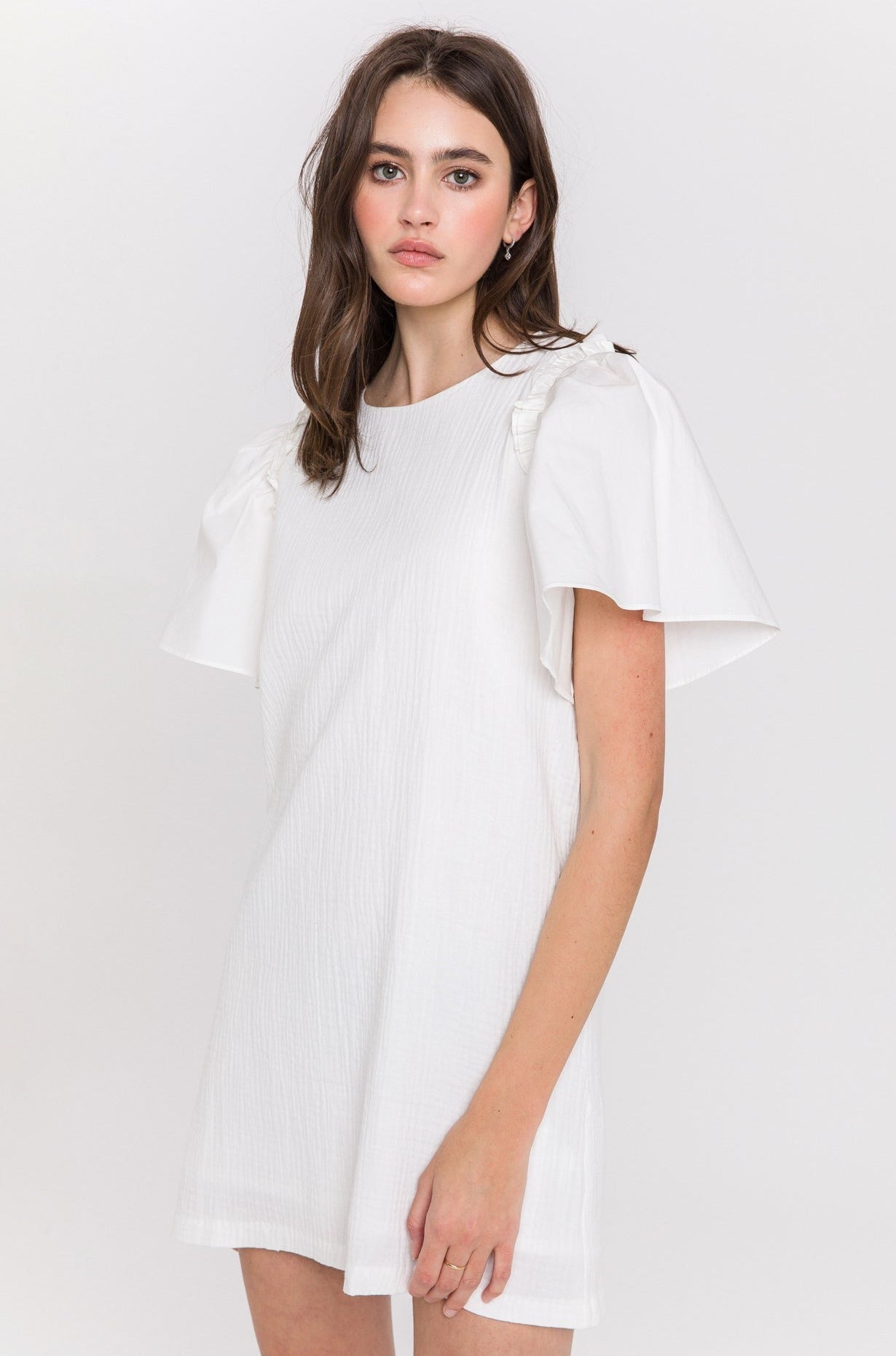 ENGLISH FACTORY - Woven Mixed Flare Sleeves Dress - DRESSES available at Objectrare