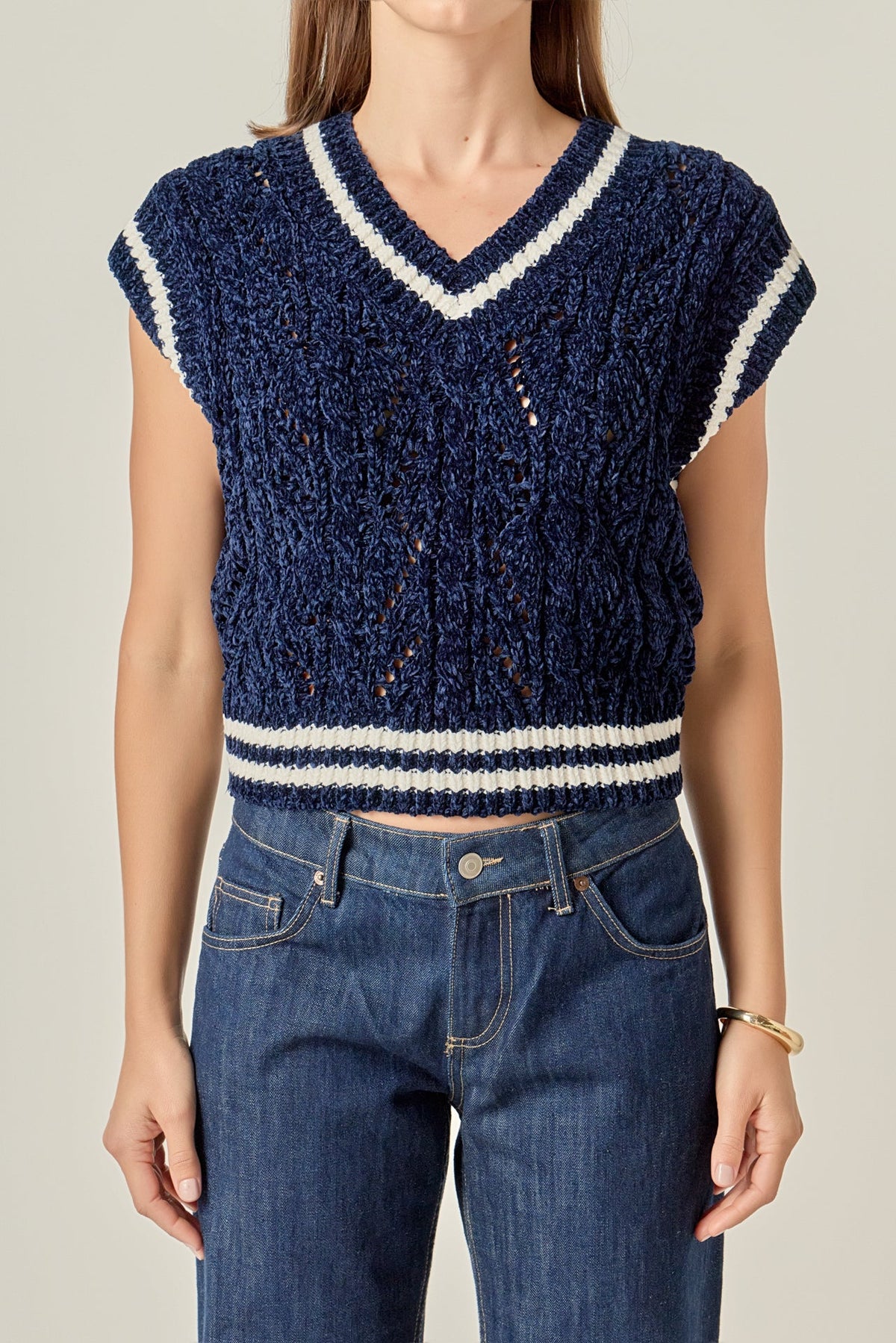 ENGLISH FACTORY - Chenille Contrast Vest - VESTS available at Objectrare