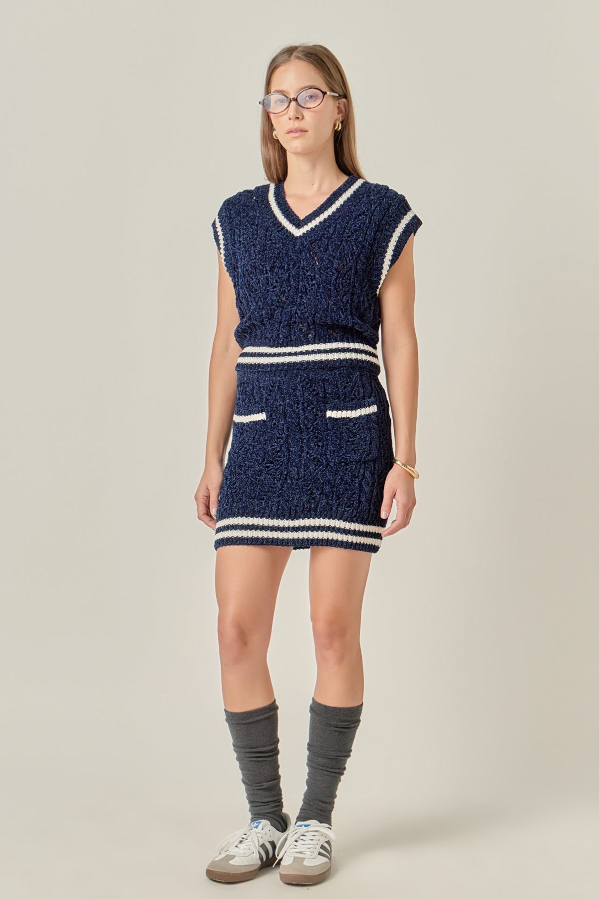 ENGLISH FACTORY - Chenille Contrast Mini Skirt - SKIRTS available at Objectrare