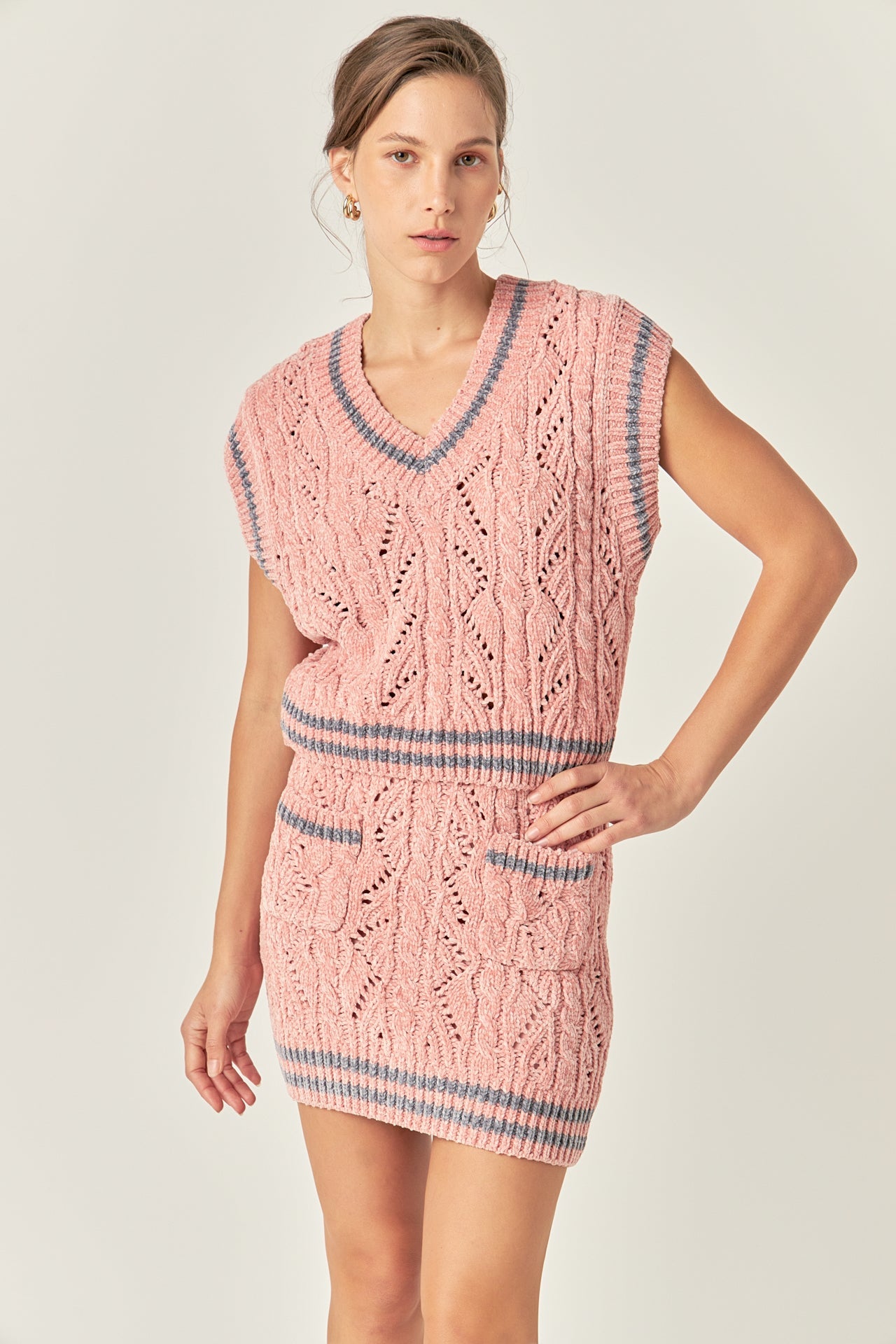 ENGLISH FACTORY - Chenille Contrast Mini Skirt - SKIRTS available at Objectrare