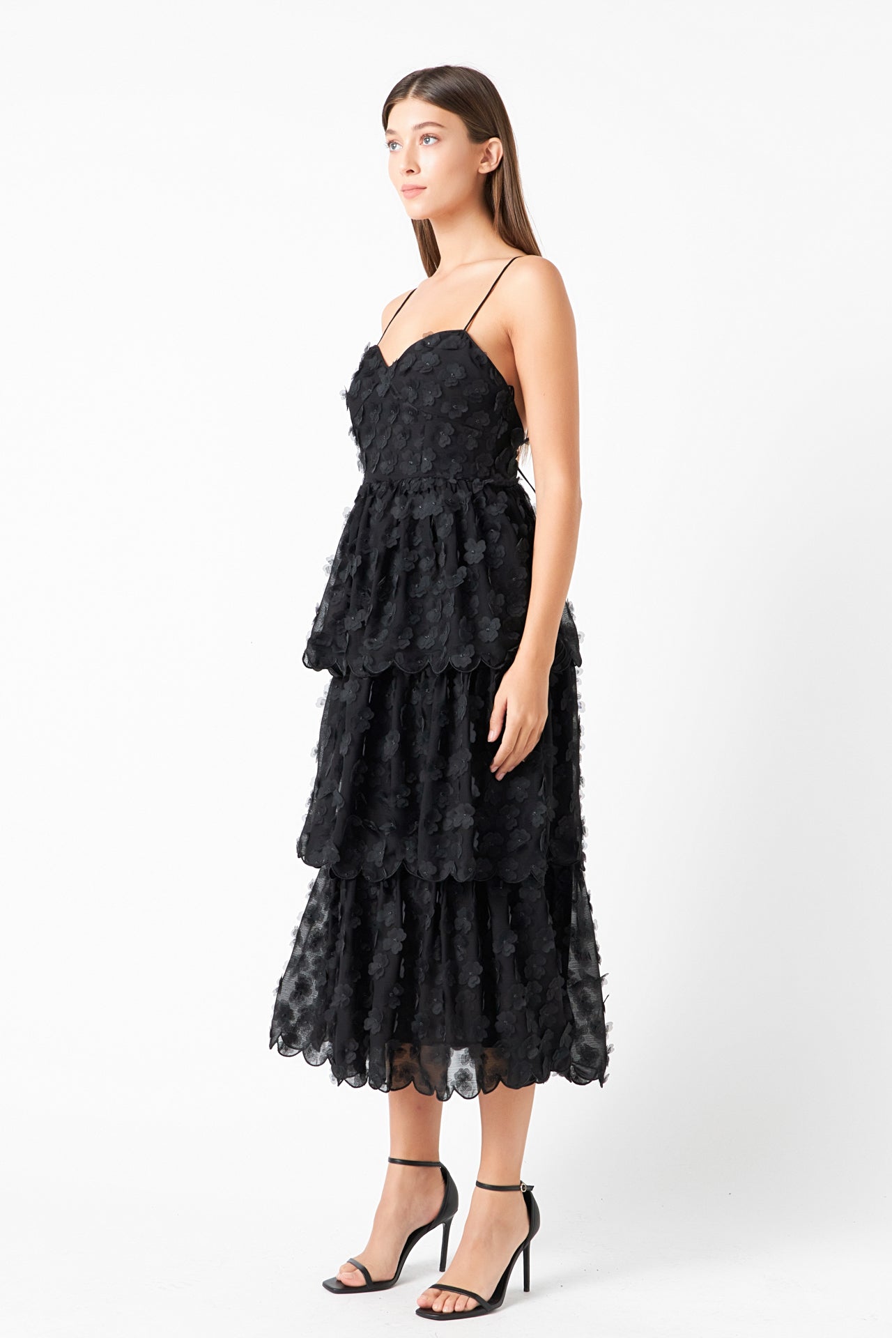 ENDLESS ROSE - Floral Tiered Midi Dress - DRESSES available at Objectrare