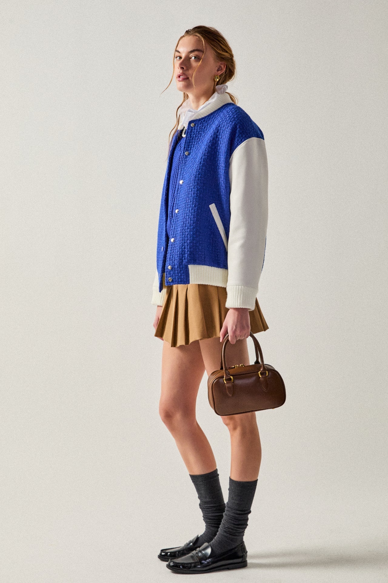 ENGLISH FACTORY - Tweed PU Bomber Jacket - JACKETS available at Objectrare