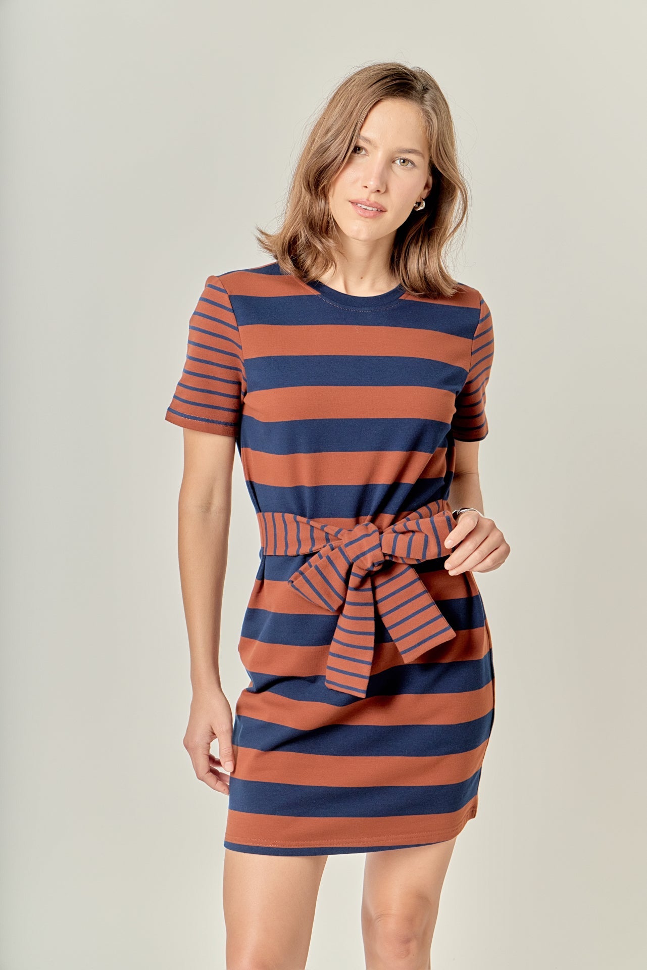 Contrast Stripe Knit Mini Dress