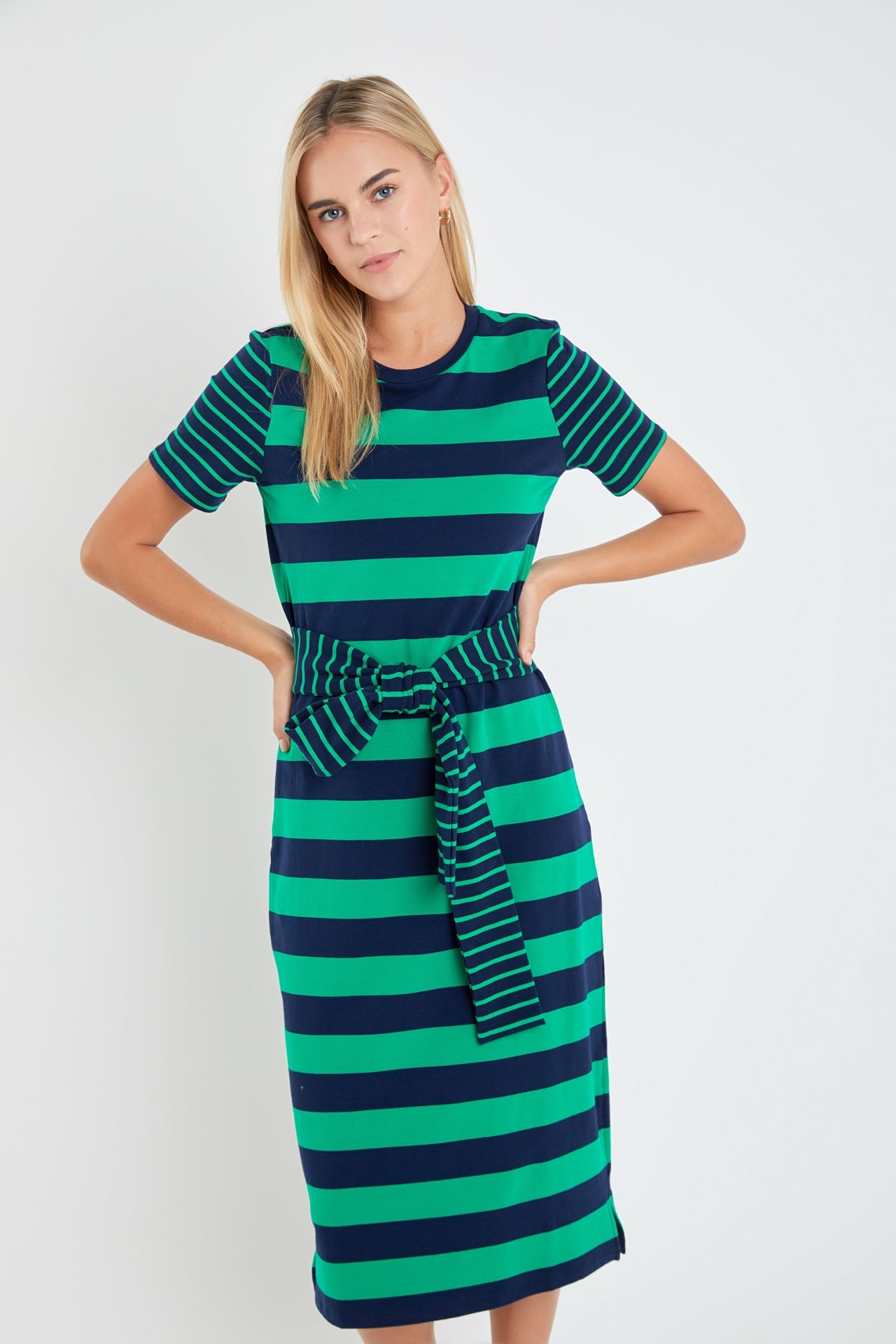 ENGLISH FACTORY - Contrast Stripe Knit Midi Dress - DRESSES available at Objectrare