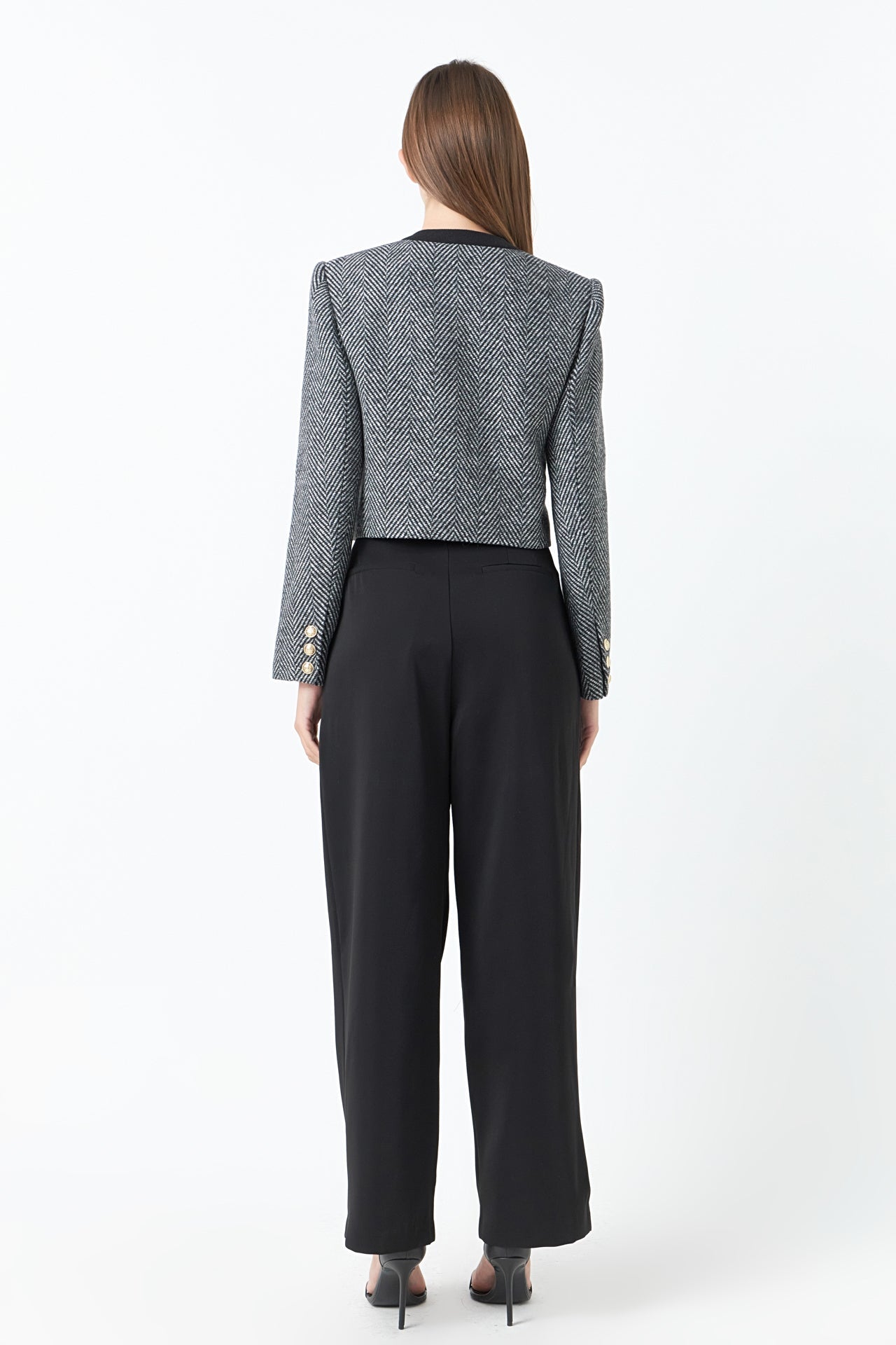 ENDLESS ROSE - Herringbone Contrast Blazer - BLAZERS available at Objectrare