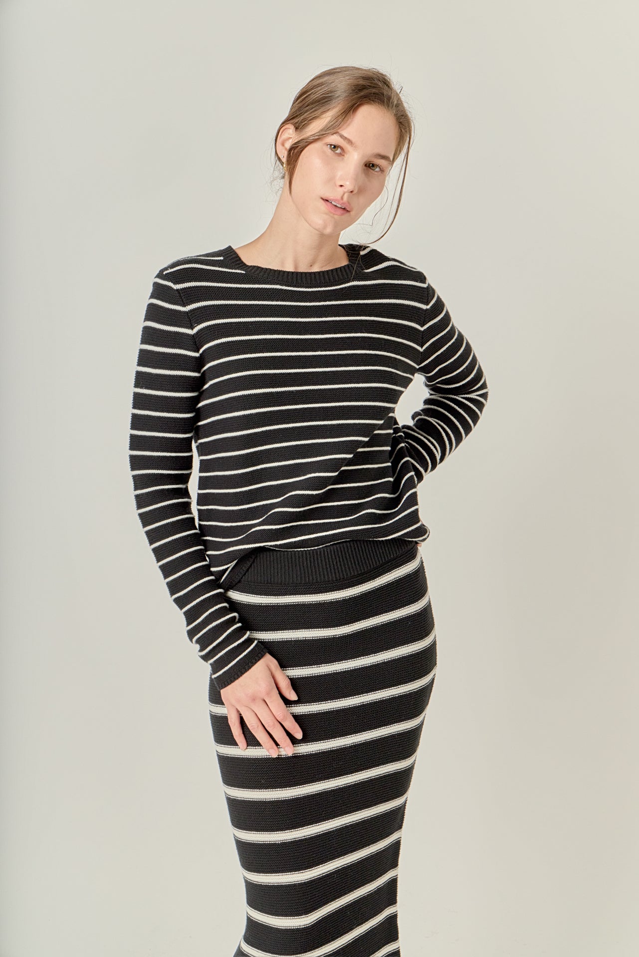 ENGLISH FACTORY - Round-Neck Striped Sweater - SWEATERS & KNITS available at Objectrare