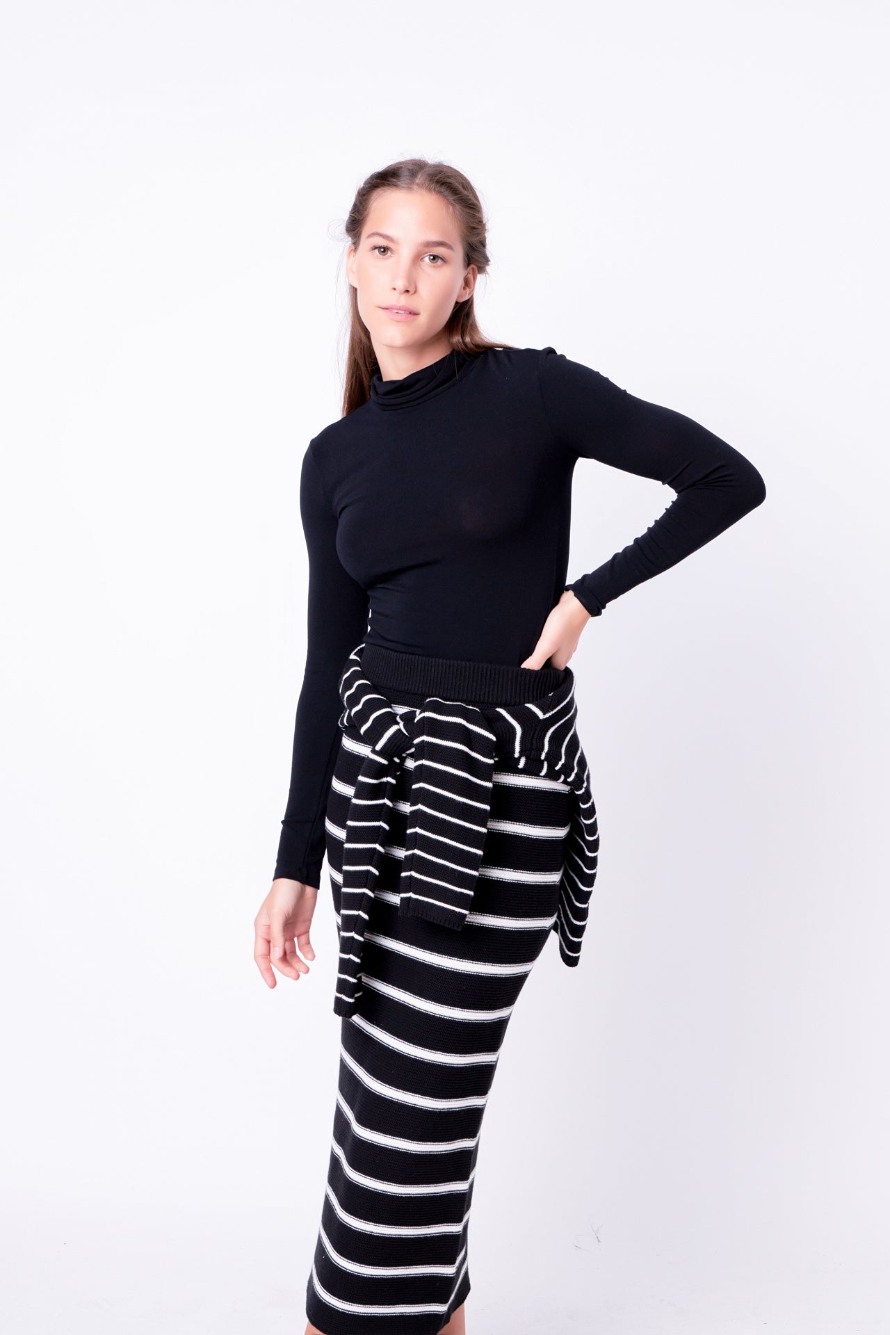 ENGLISH FACTORY - Stripe Knit Midi Skirt - SKIRTS available at Objectrare
