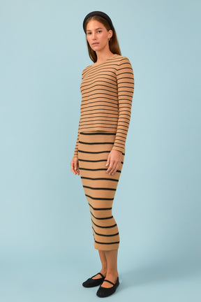 ENGLISH FACTORY - Stripe Knit Midi Skirt - SKIRTS available at Objectrare