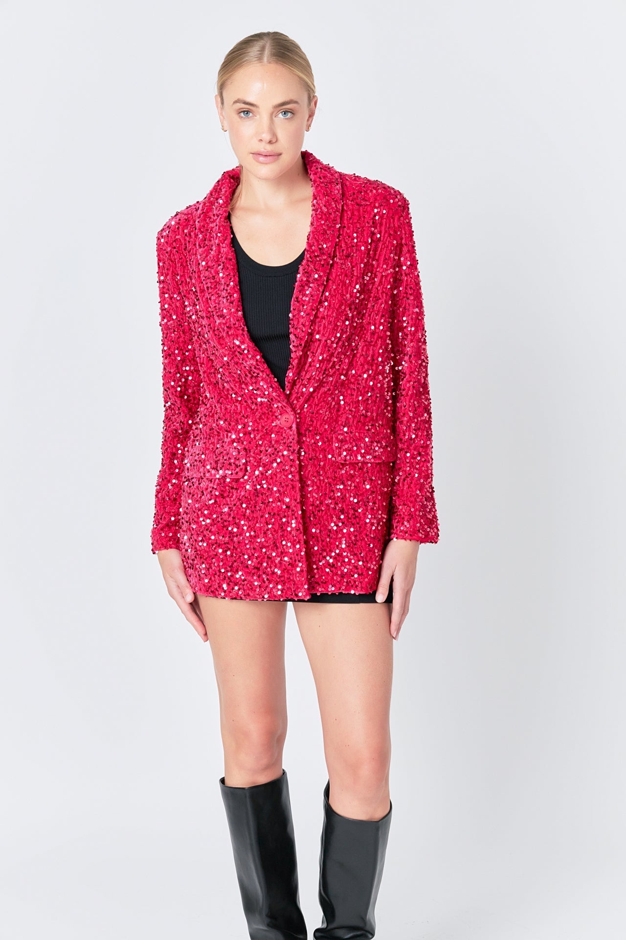 ENDLESS ROSE - Sequins Velvet Blazer - BLAZERS available at Objectrare